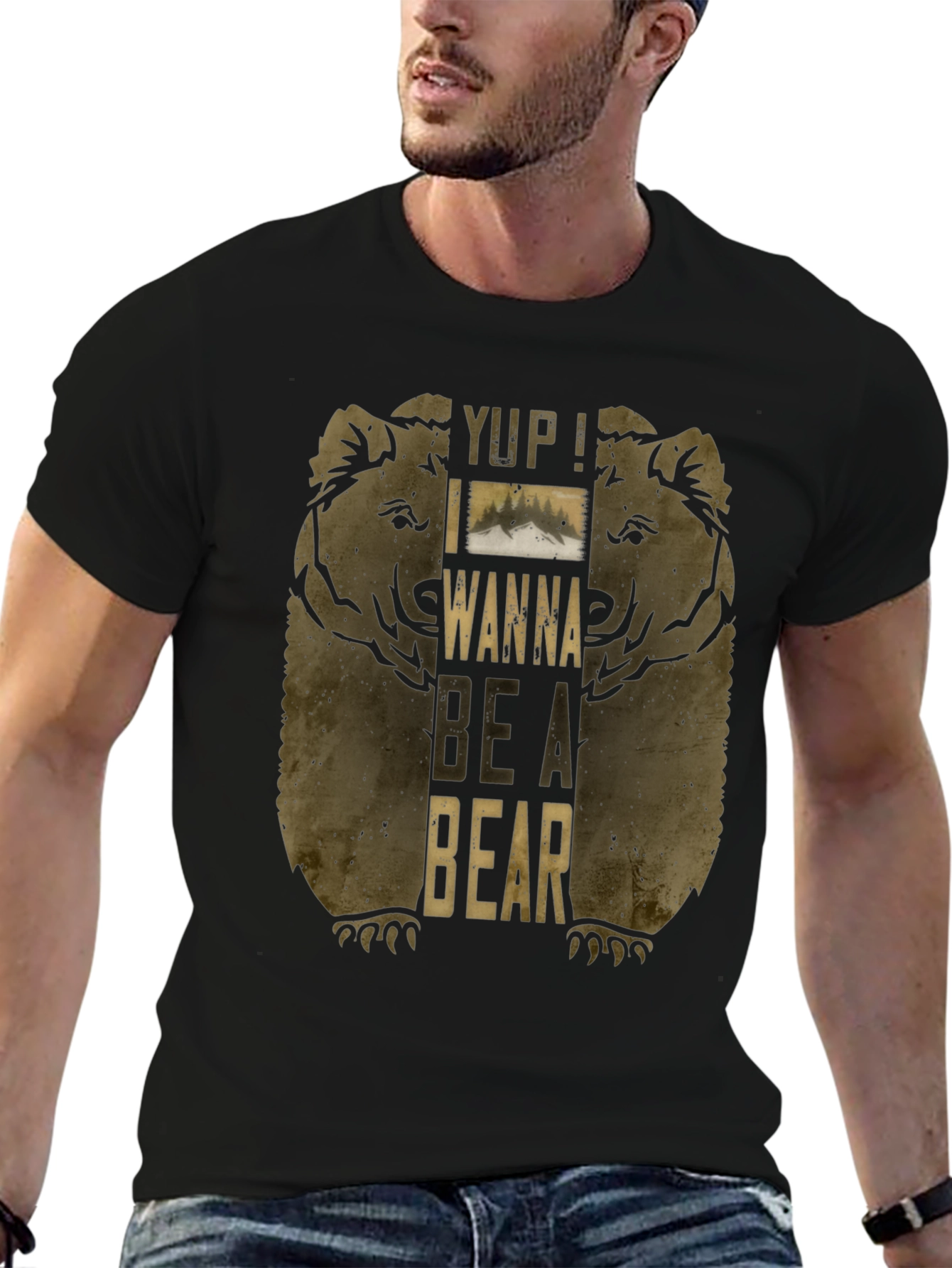 Yup! I Wanna Be A Bear Mens Black T-Shirt