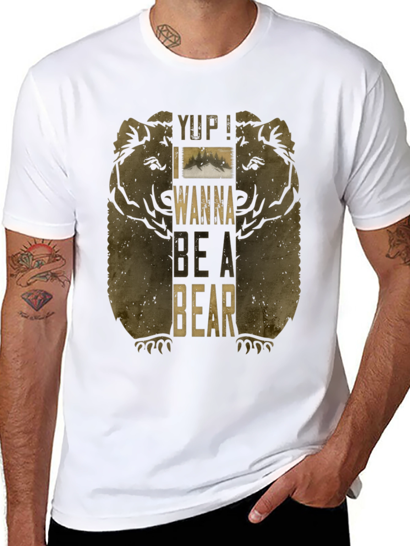 Yup! I Wanna Be A Bear Mens Black T-Shirt