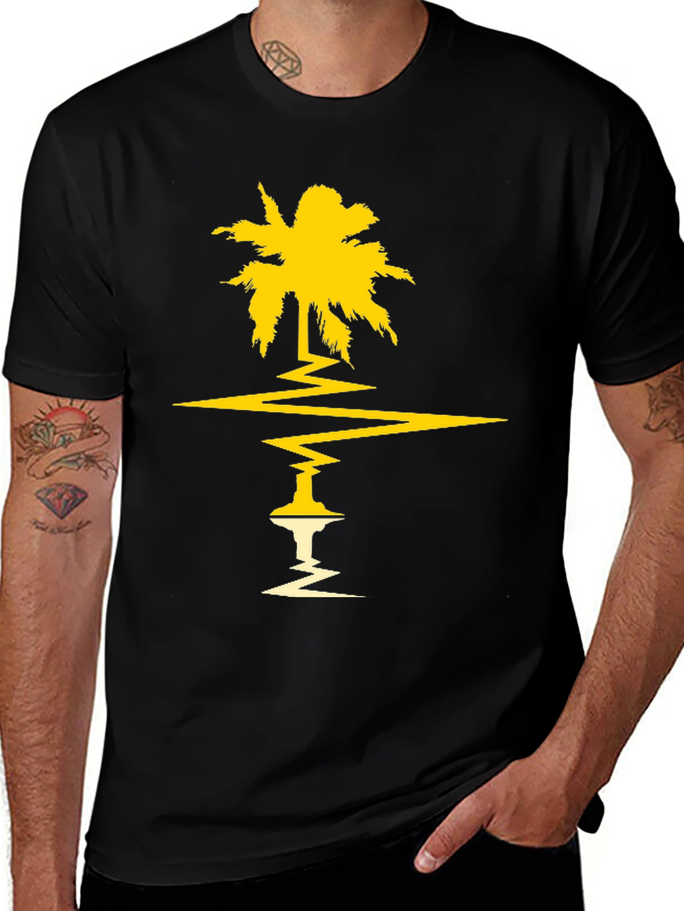 Palm Tree Graphic Tee - Black