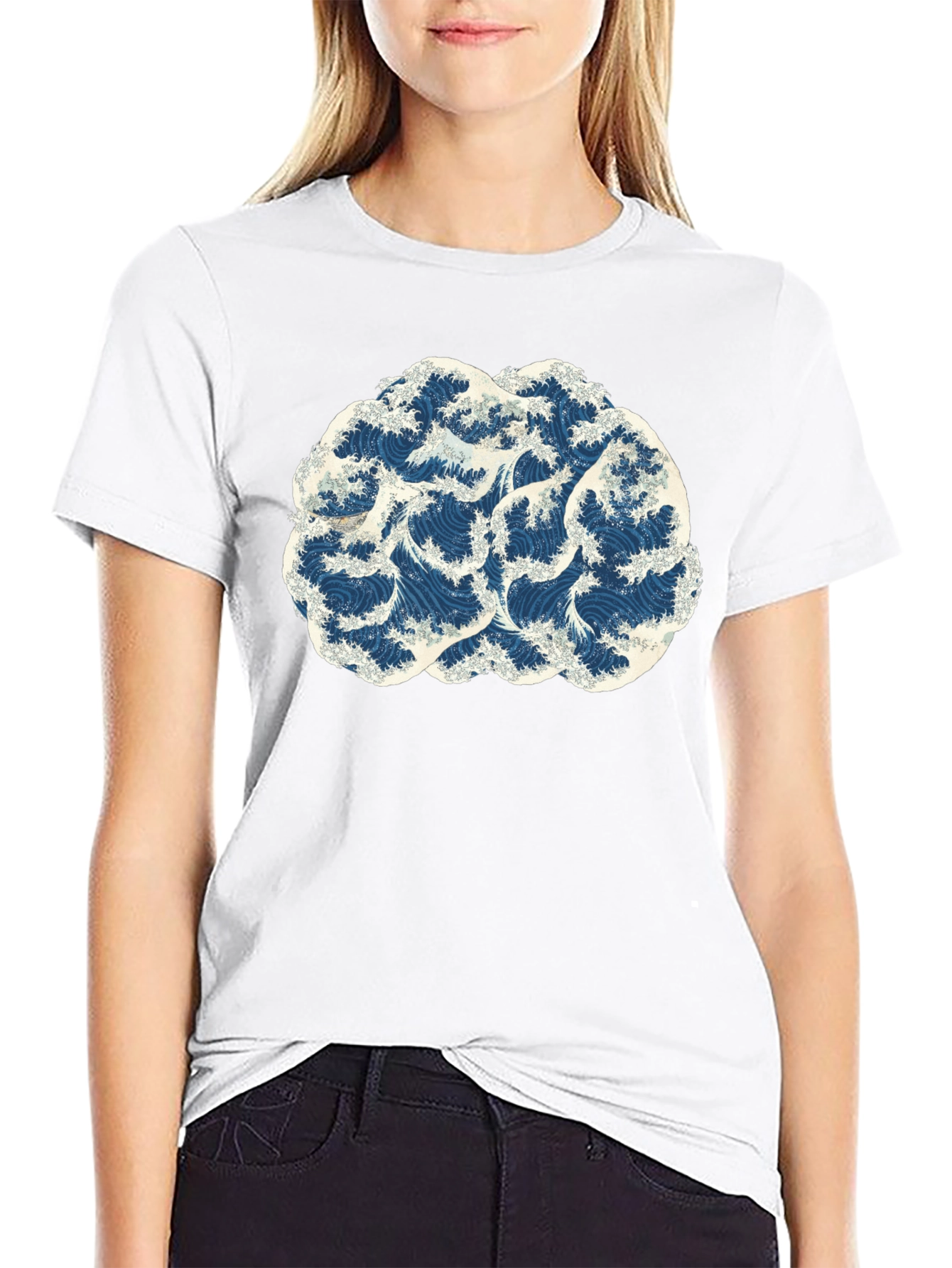 Wave Brain Black Tee - Artistic Mens T-Shirt