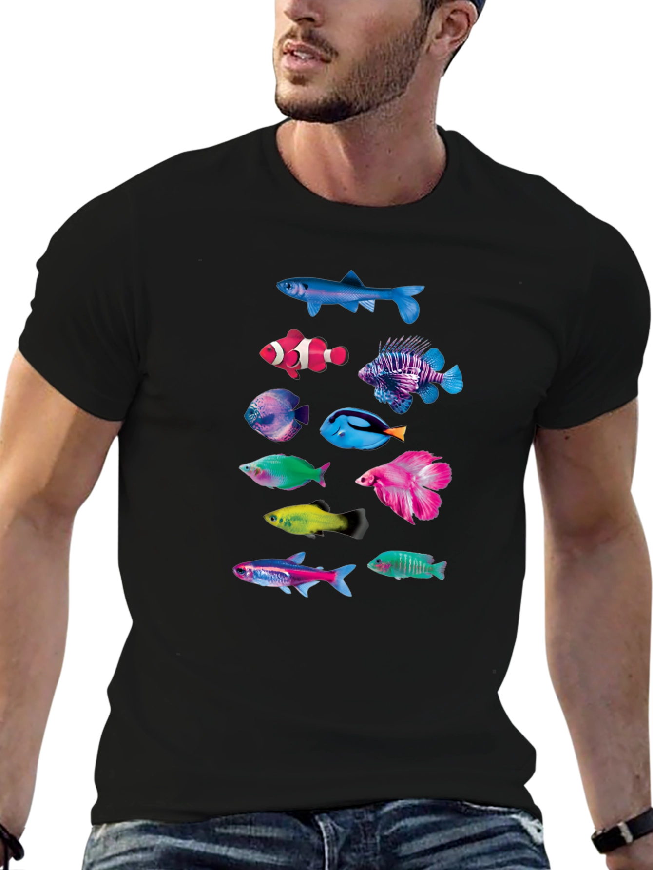 Colorful Fish Graphic T-Shirt