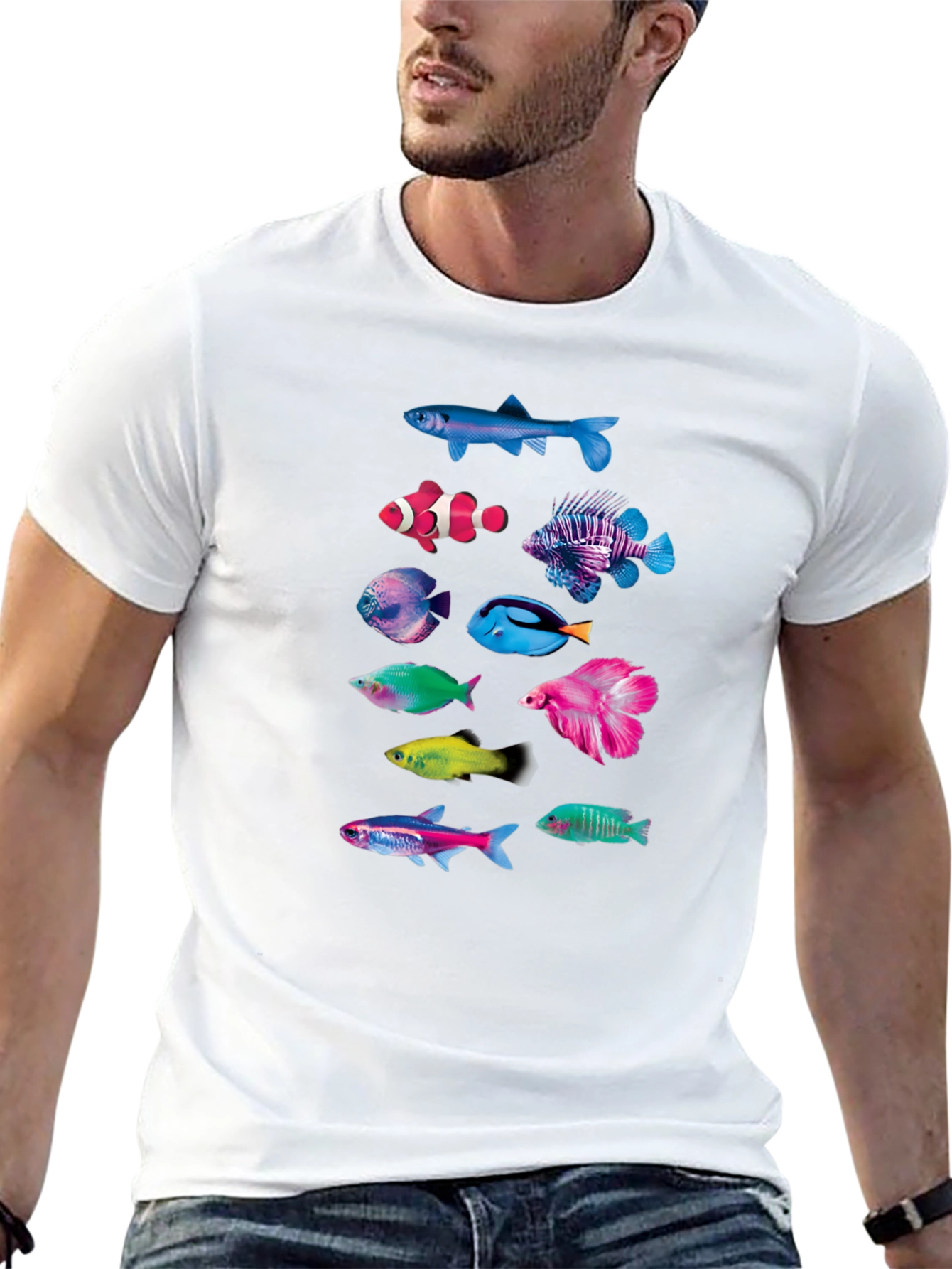Colorful Fish Graphic T-Shirt