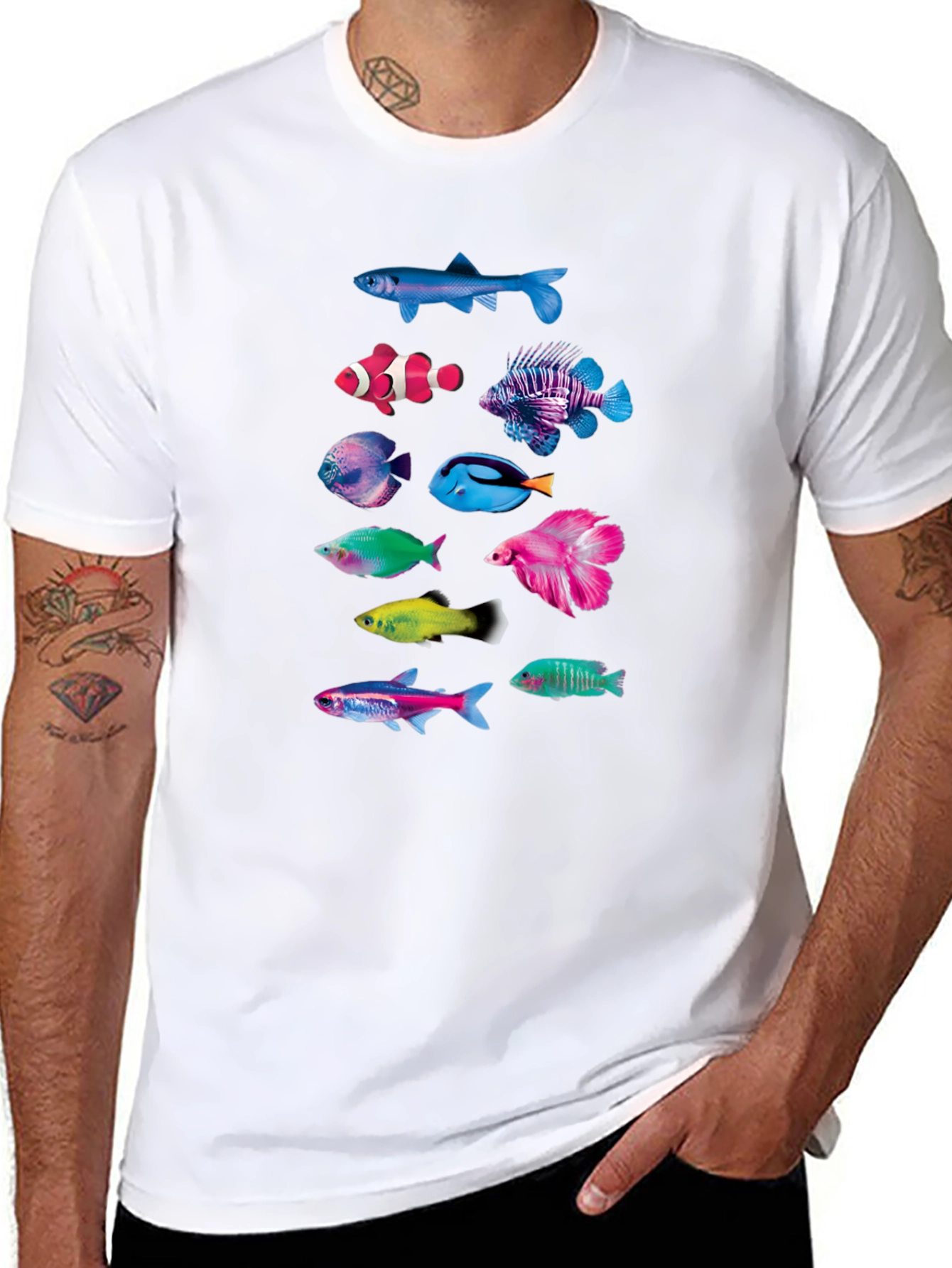 Colorful Fish Graphic T-Shirt