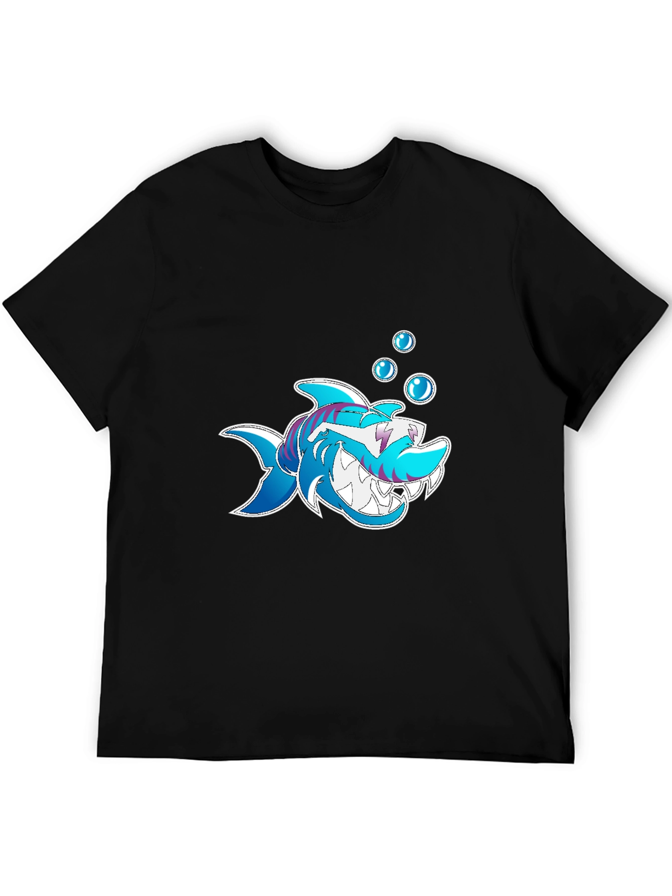 Shark Cartoon Graphic Black T-Shirt