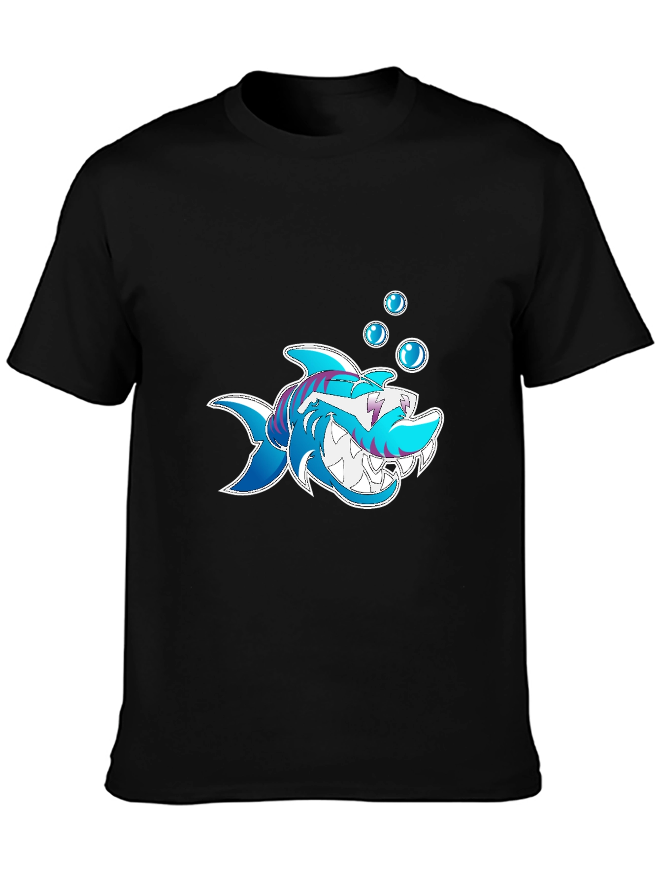 Shark Cartoon Graphic Black T-Shirt