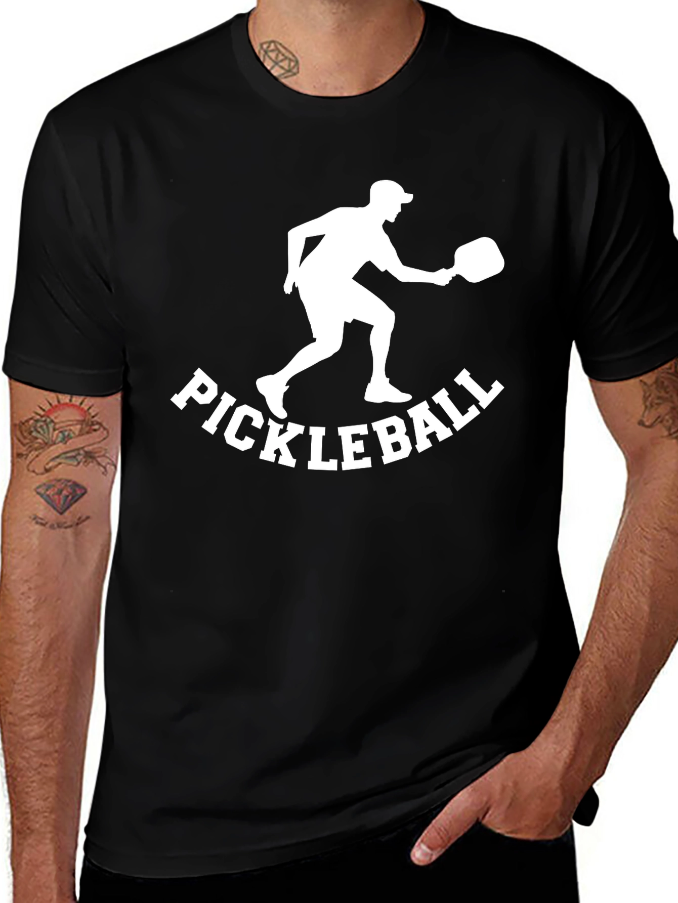 Pickleball Player Graphic T-Shirt - Black