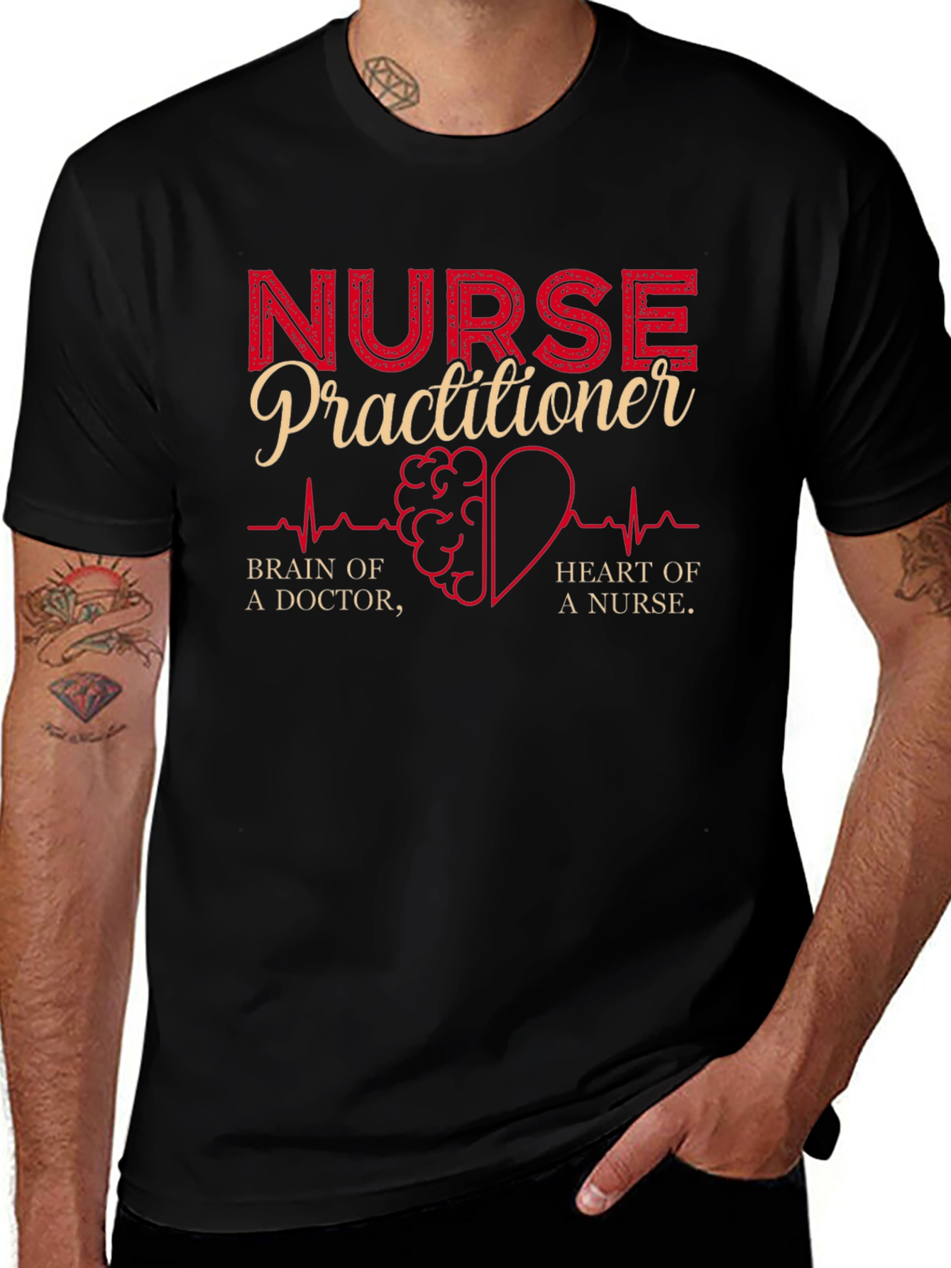 Nurse Practitioner T-Shirt - Brain Heart Doctor Nurse