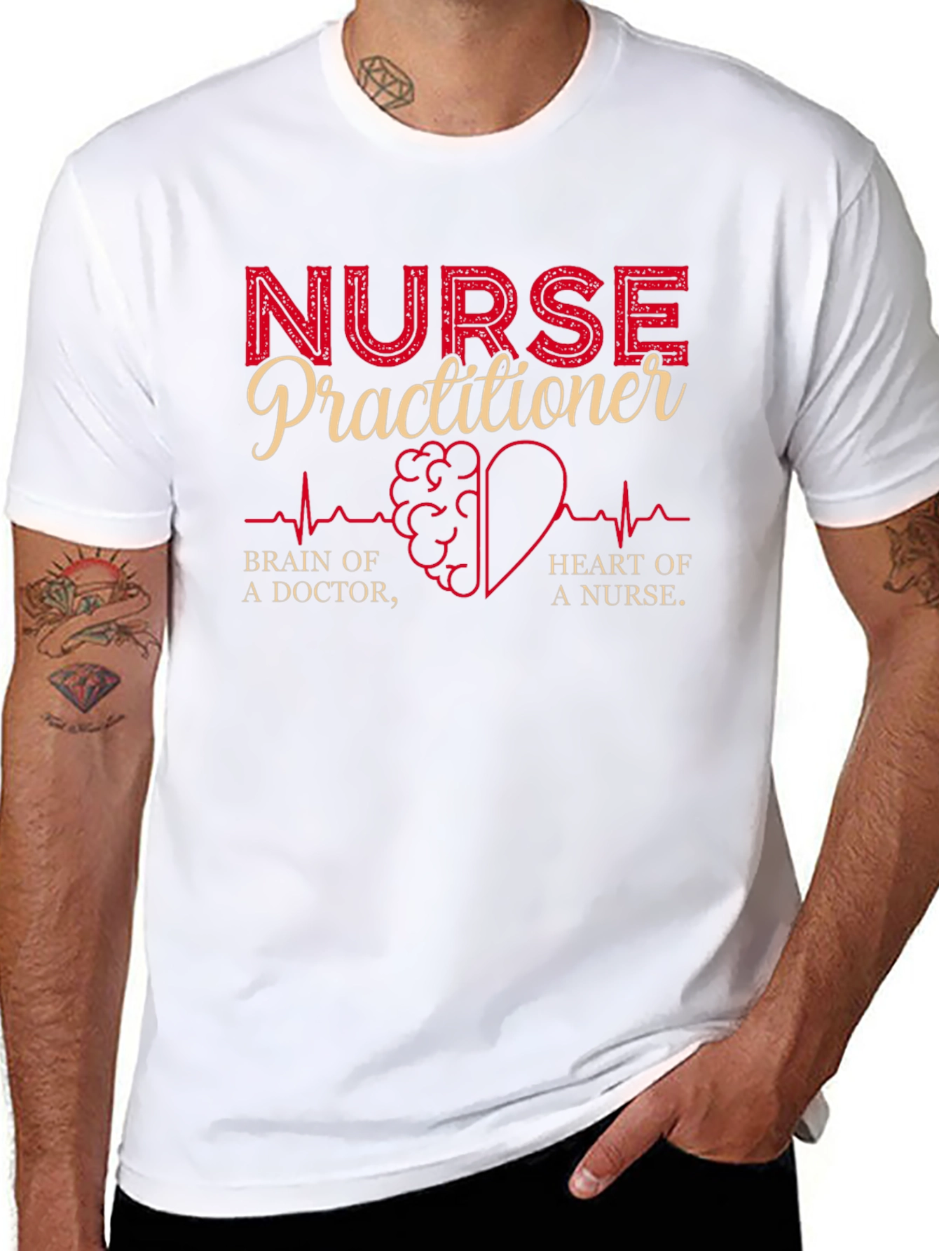 Nurse Practitioner T-Shirt - Brain Heart Doctor Nurse