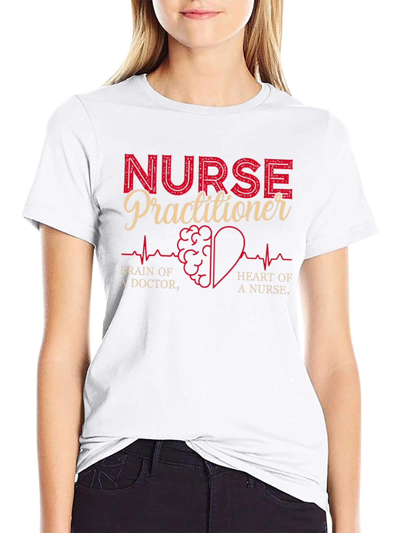 Nurse Practitioner T-Shirt - Brain Heart Doctor Nurse