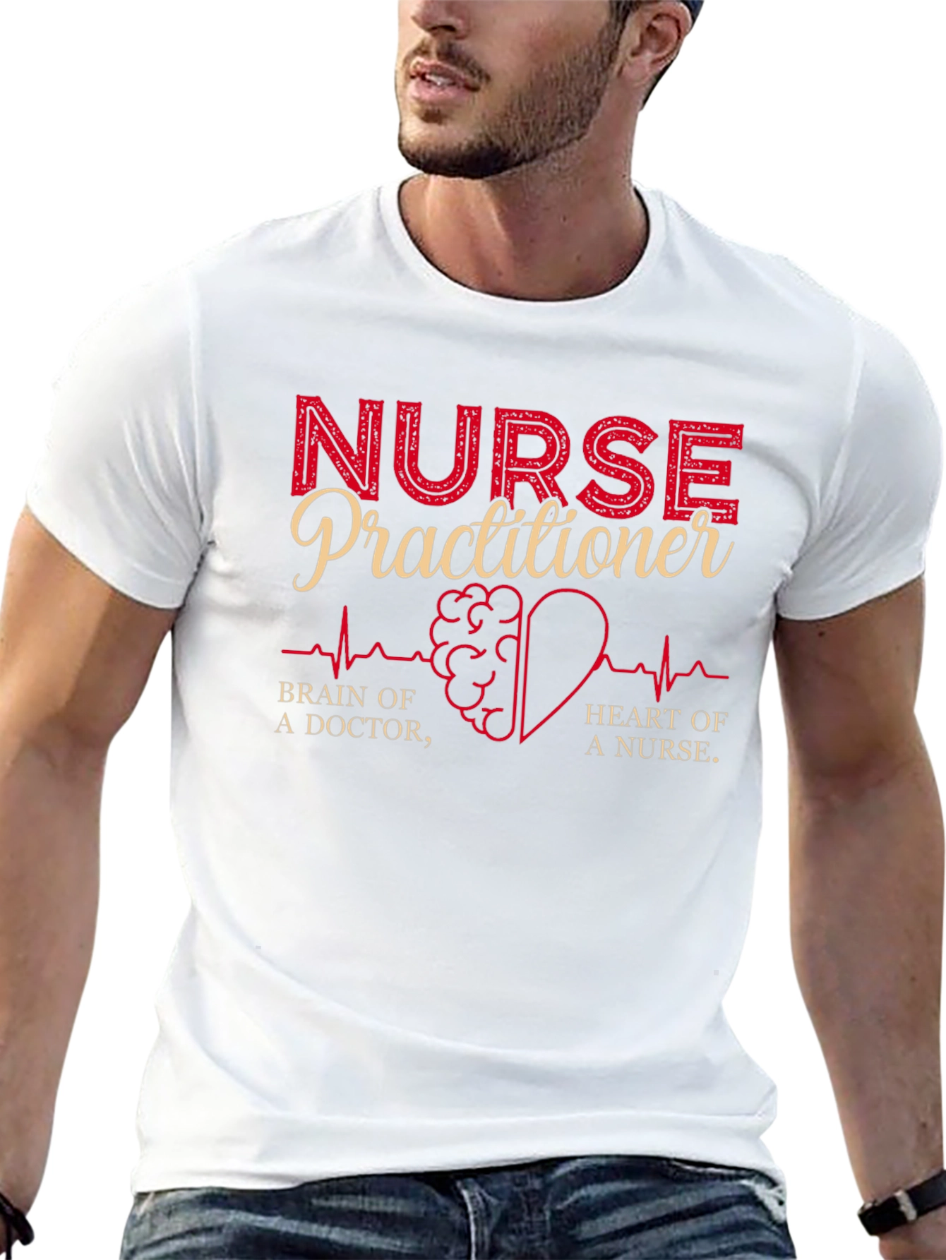 Nurse Practitioner T-Shirt - Brain Heart Doctor Nurse