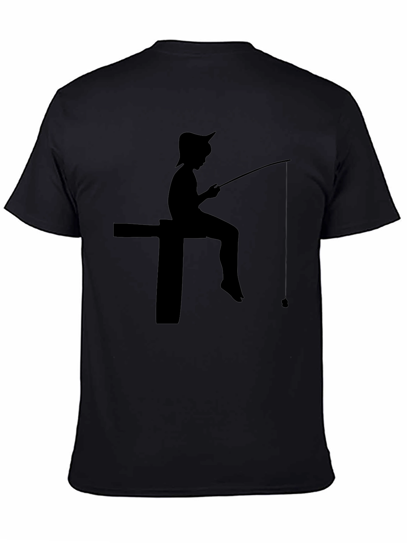 Fisherman Silhouette Black T-Shirt