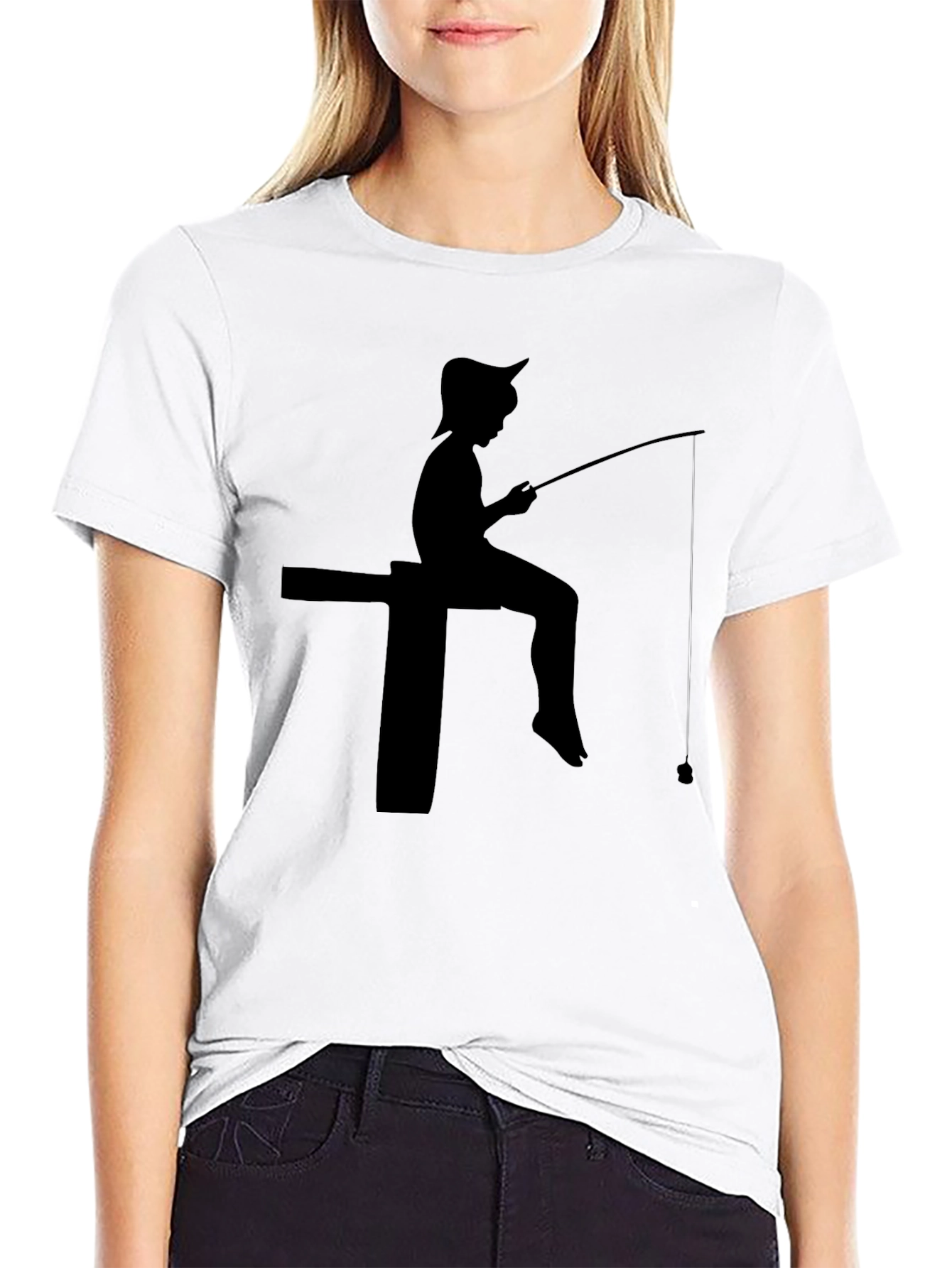 Fisherman Silhouette Black T-Shirt
