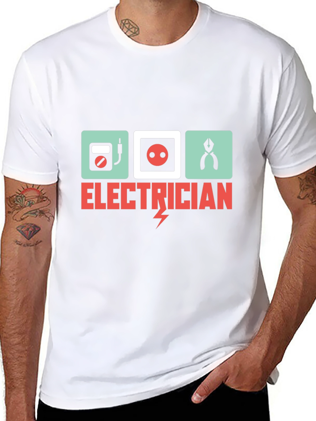 Electrician Graphic Tee - Black Cotton T-Shirt