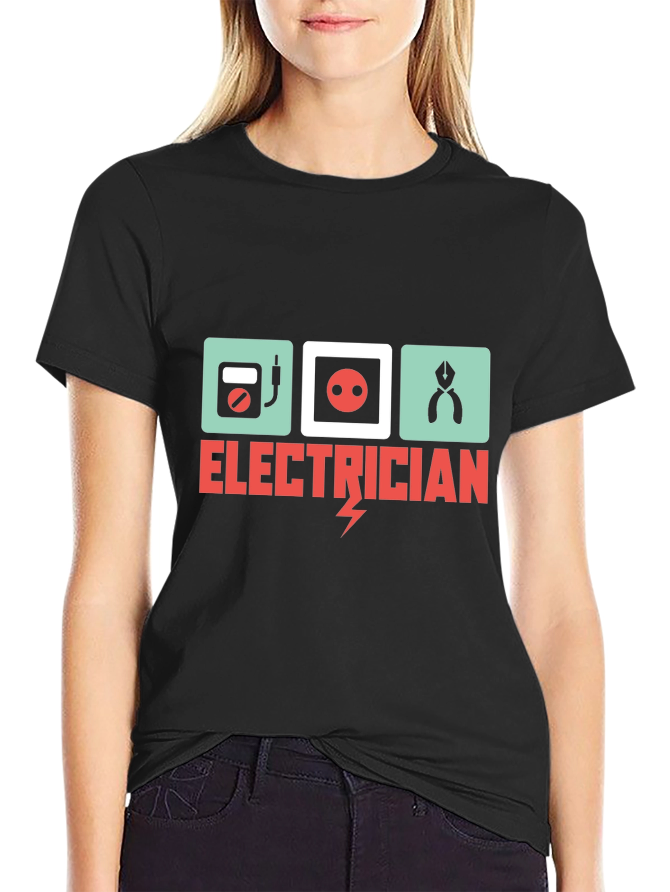 Electrician Graphic Tee - Black Cotton T-Shirt