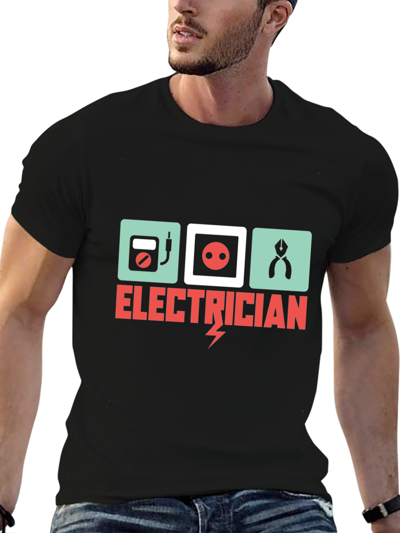 Electrician Graphic Tee - Black Cotton T-Shirt