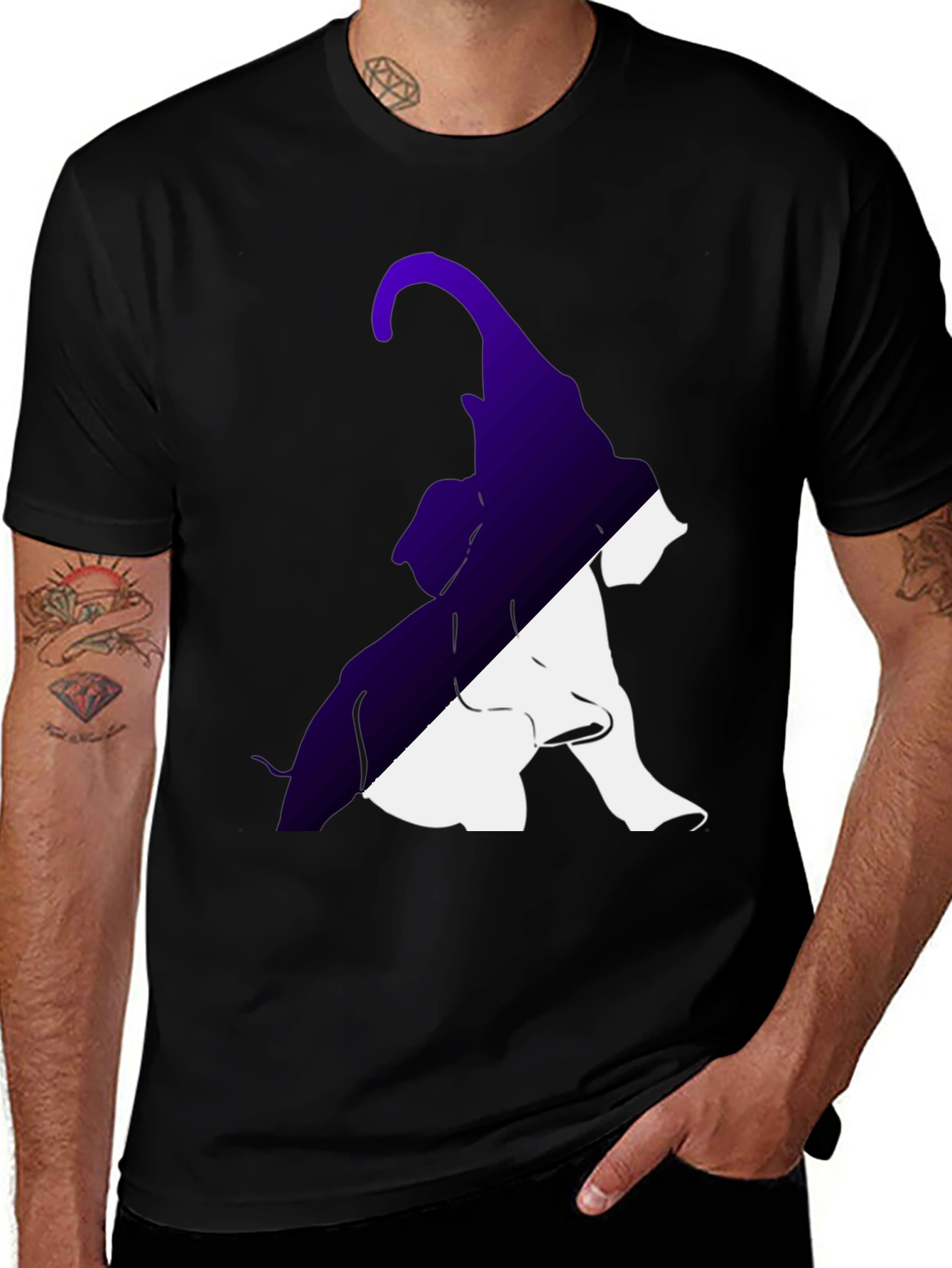 Two-Tone Elephant Graphic Tee - Stylish Casual Wear
