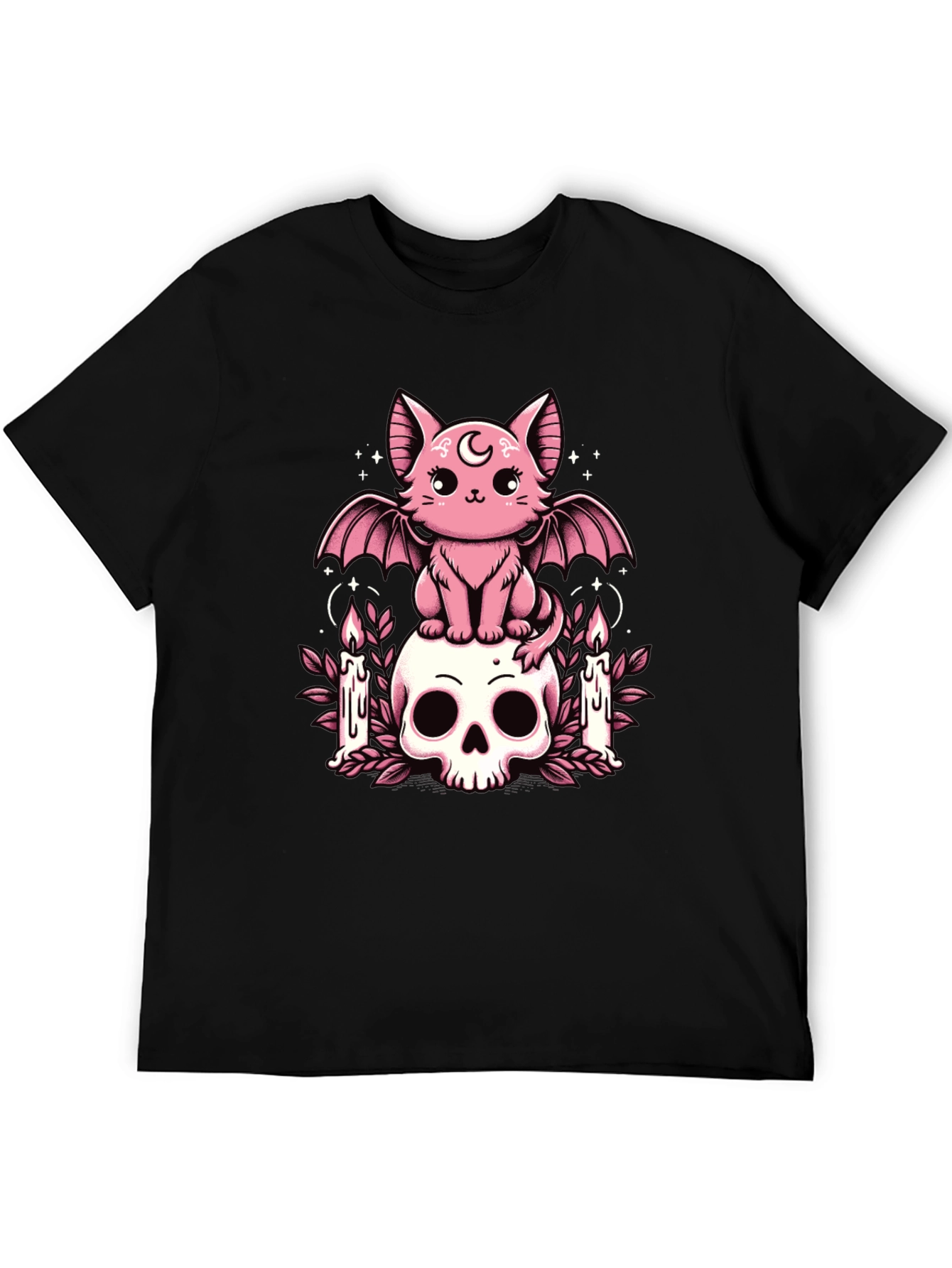 Gothic Bat Cat Skull T-Shirt