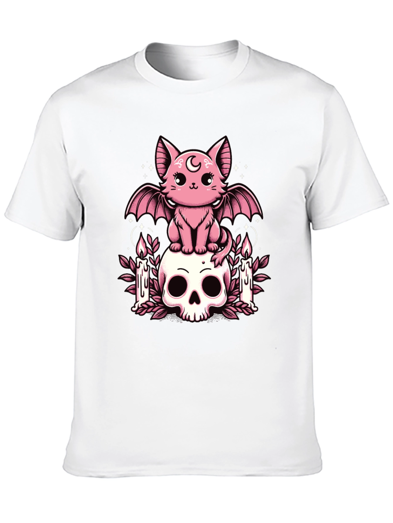 Gothic Bat Cat Skull T-Shirt