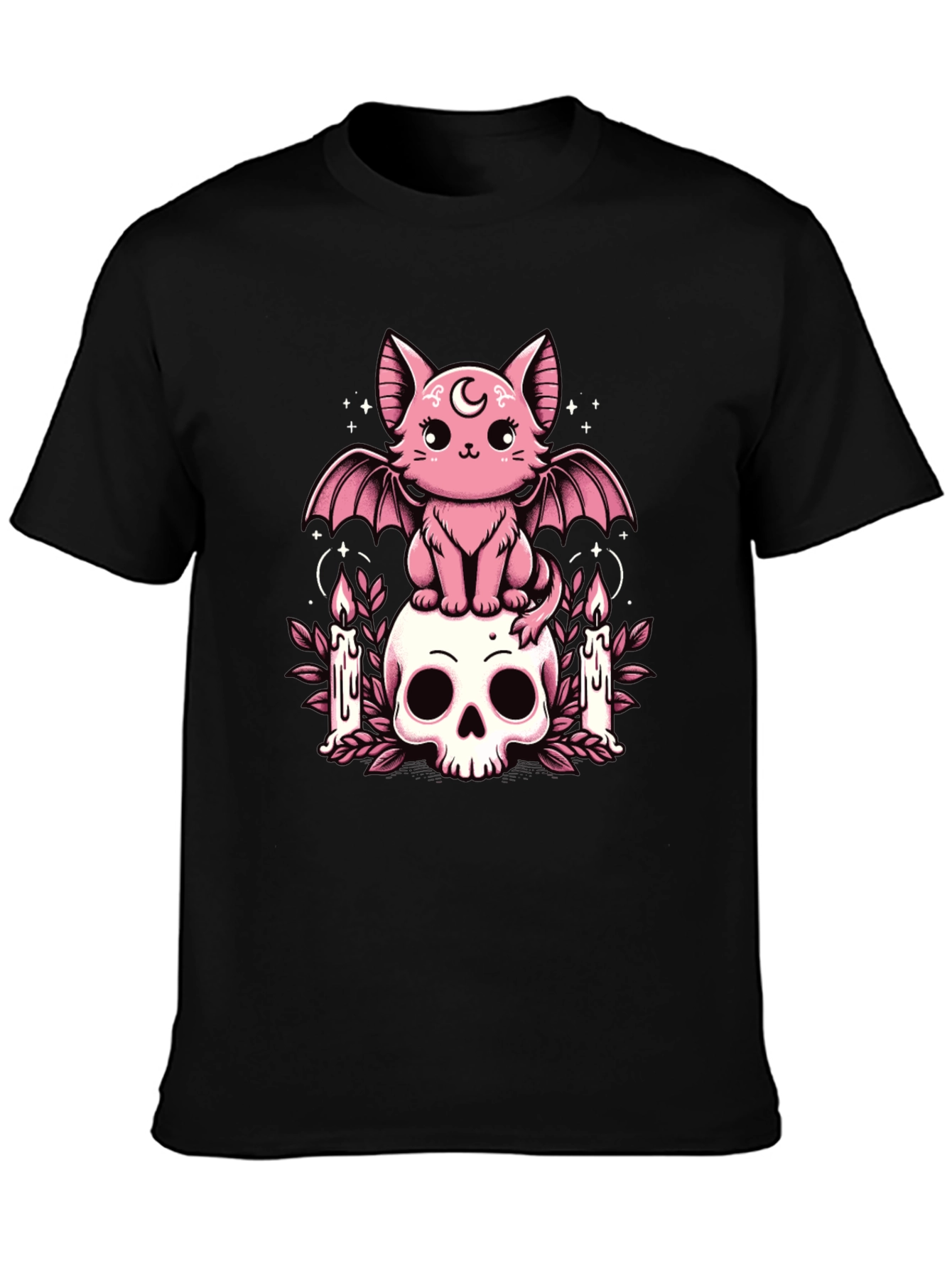 Gothic Bat Cat Skull T-Shirt