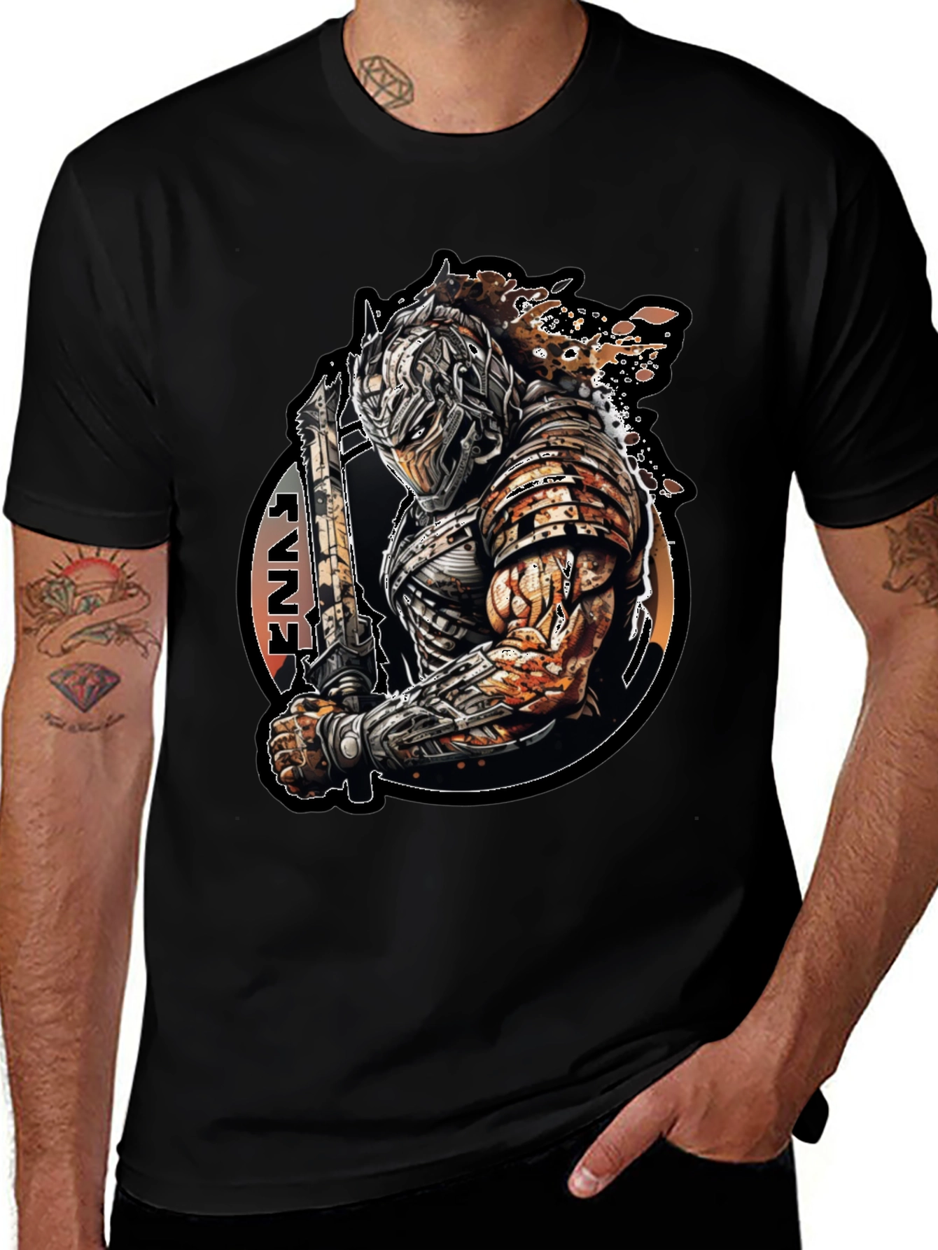 Warrior Print Black T-Shirt