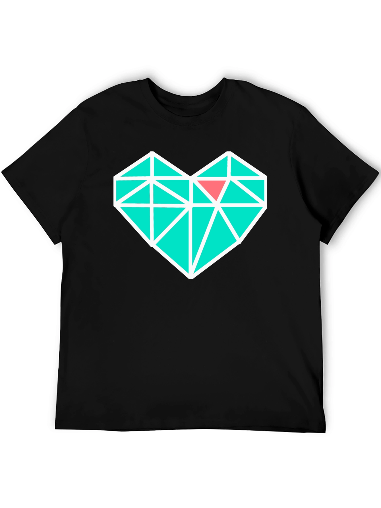 Geometric Heart Graphic Tee - Modern Black T-Shirt