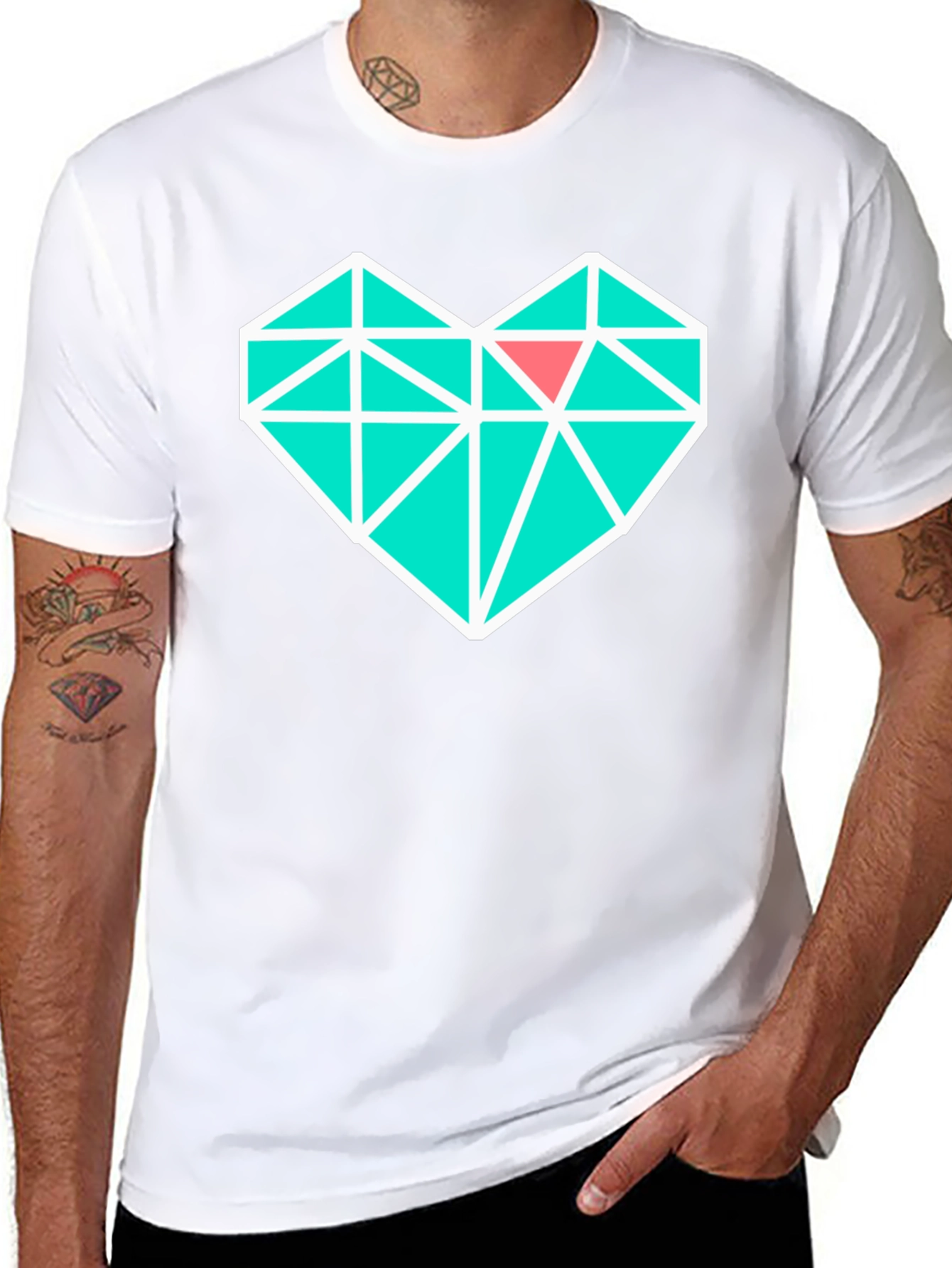 Geometric Heart Graphic Tee - Modern Black T-Shirt