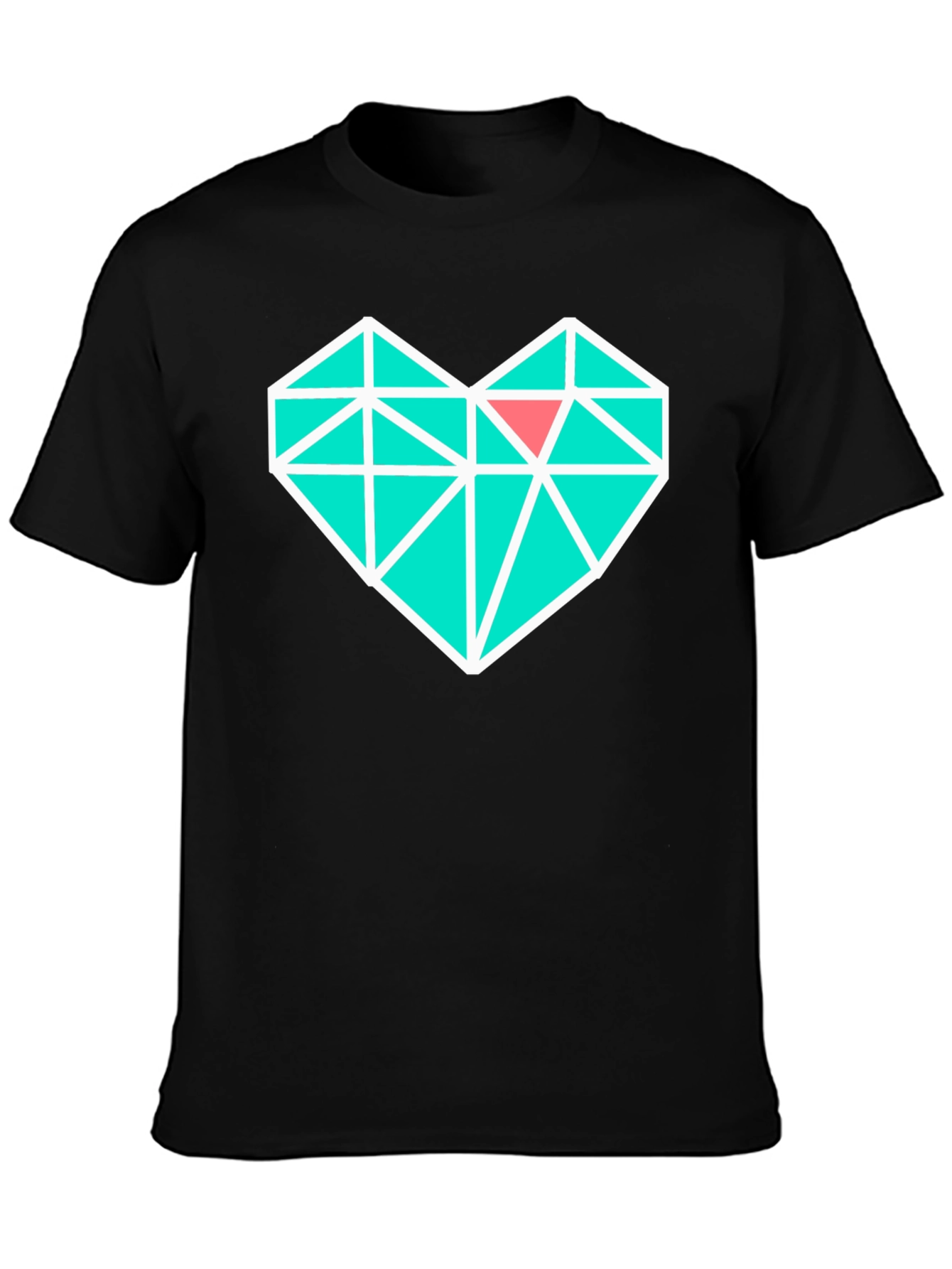 Geometric Heart Graphic Tee - Modern Black T-Shirt