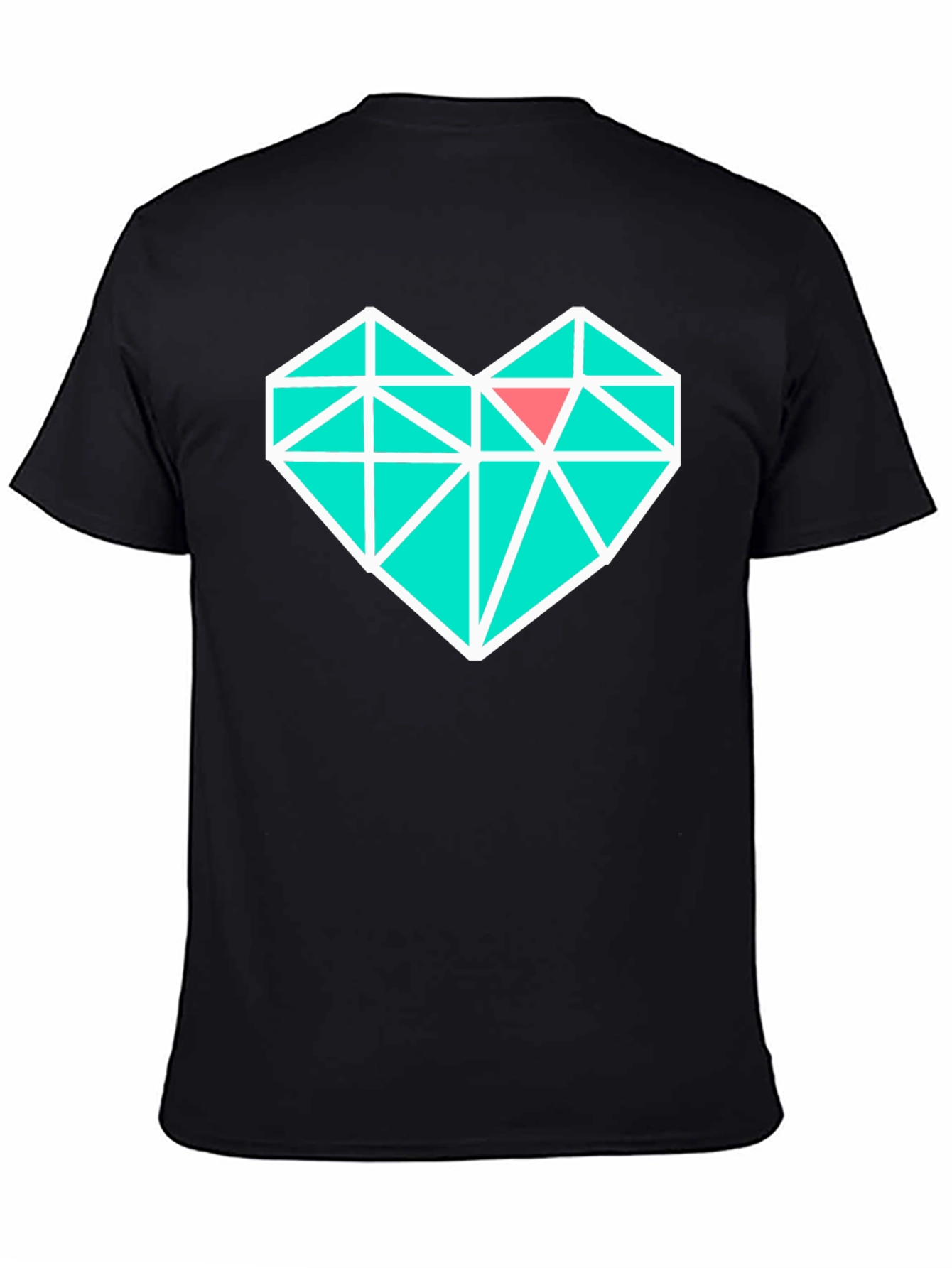 Geometric Heart Graphic Tee - Modern Black T-Shirt