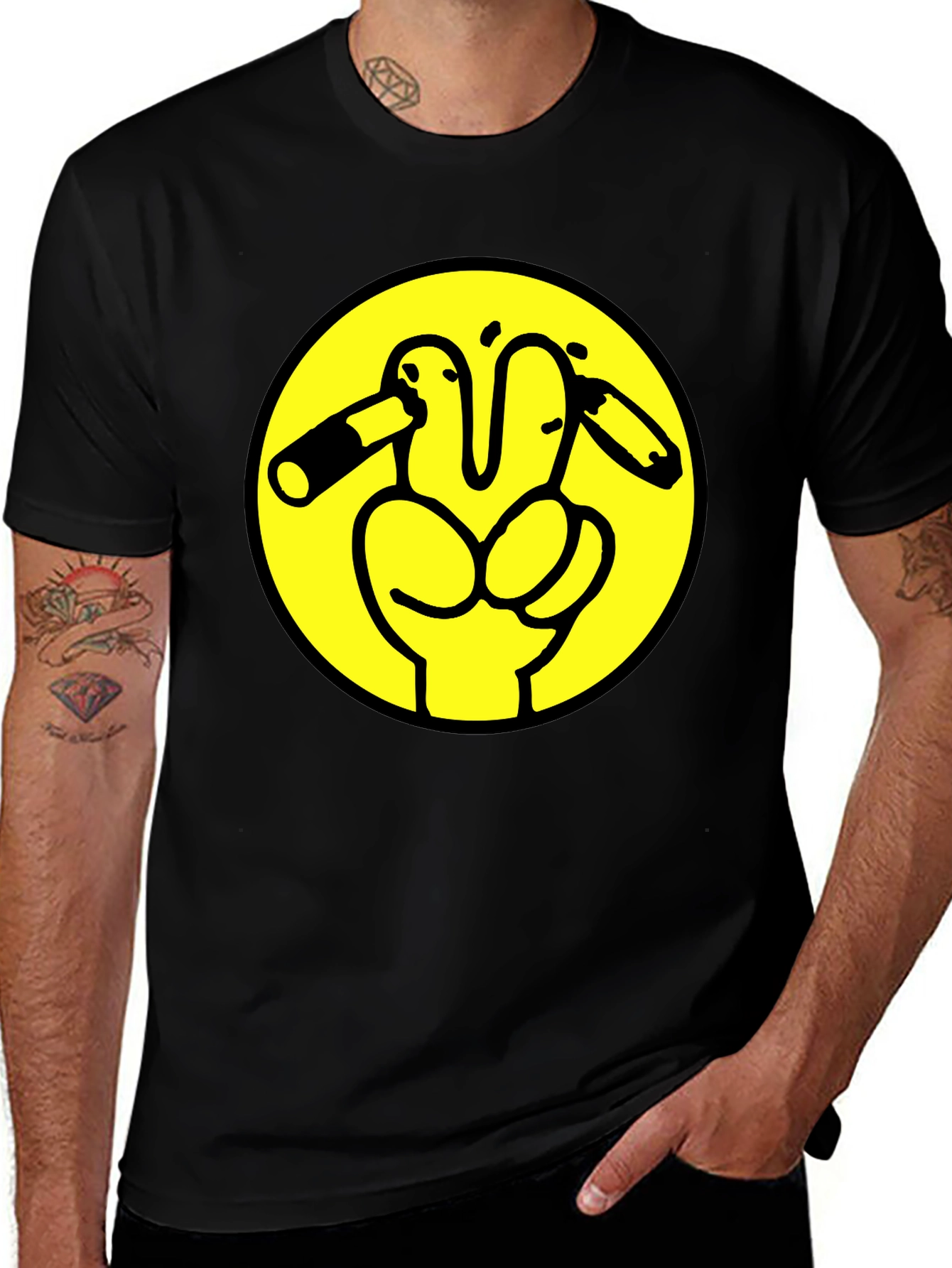 Peace Off T-Shirt Funny Humor Black Cotton Tee