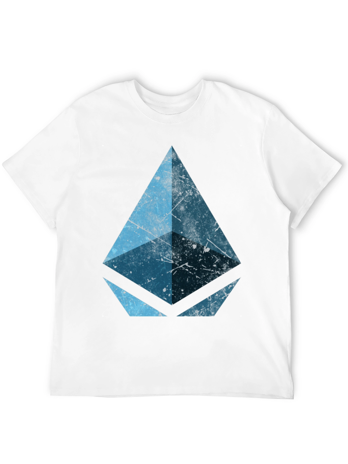 Geometric Blue Graphic Print Black Tee