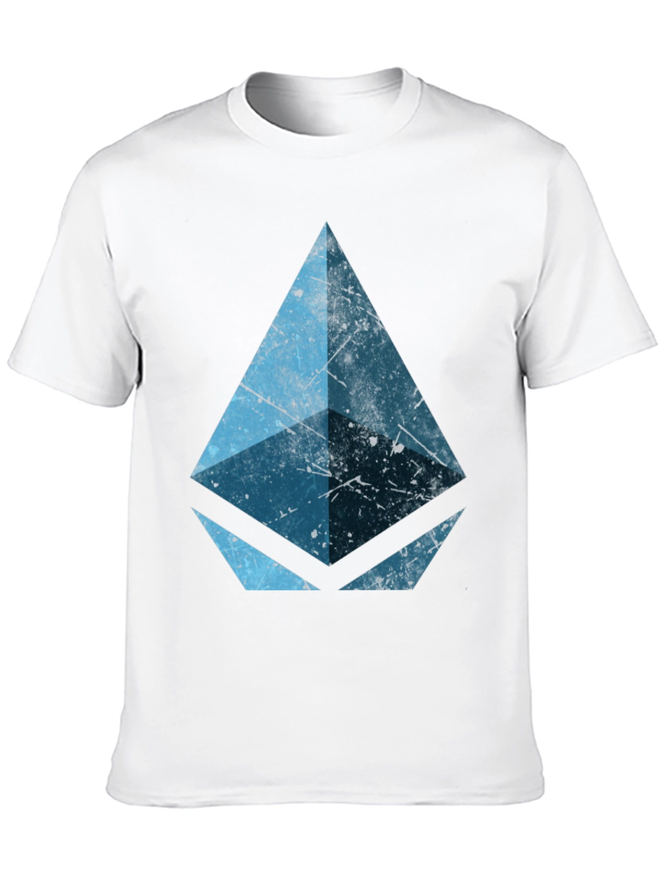 Geometric Blue Graphic Print Black Tee