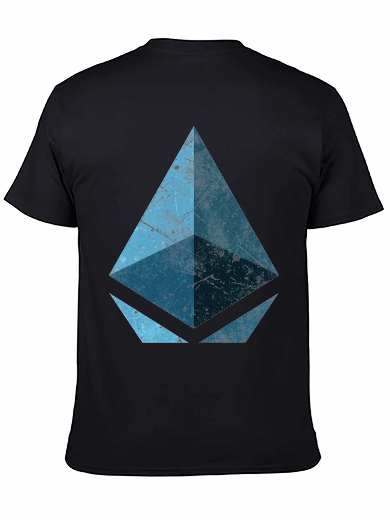 Geometric Blue Graphic Print Black Tee