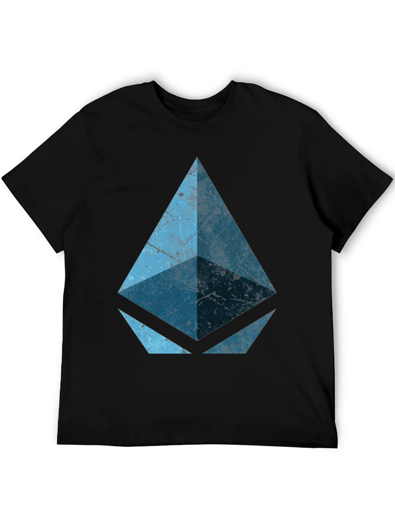 Geometric Blue Graphic Print Black Tee