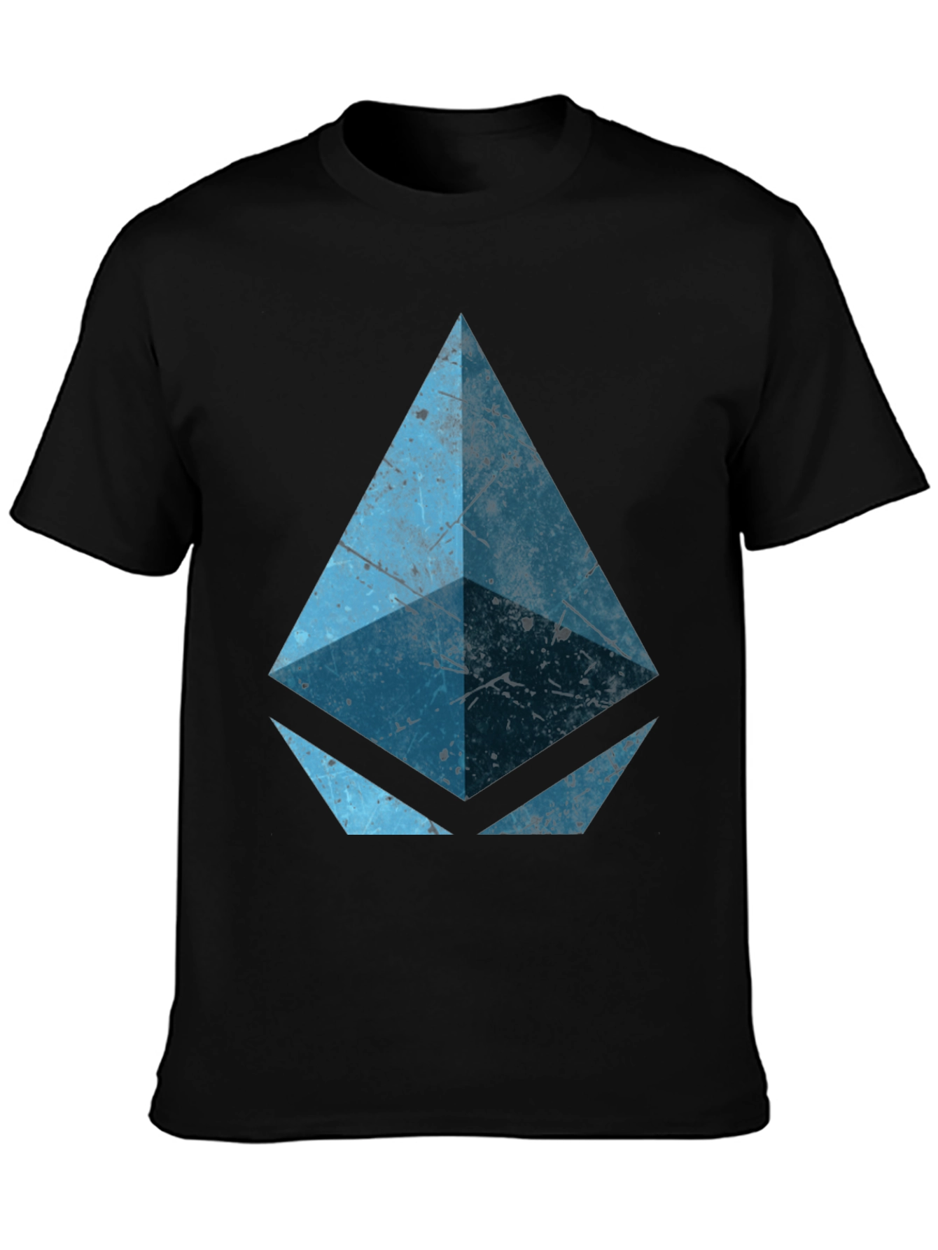 Geometric Blue Graphic Print Black Tee