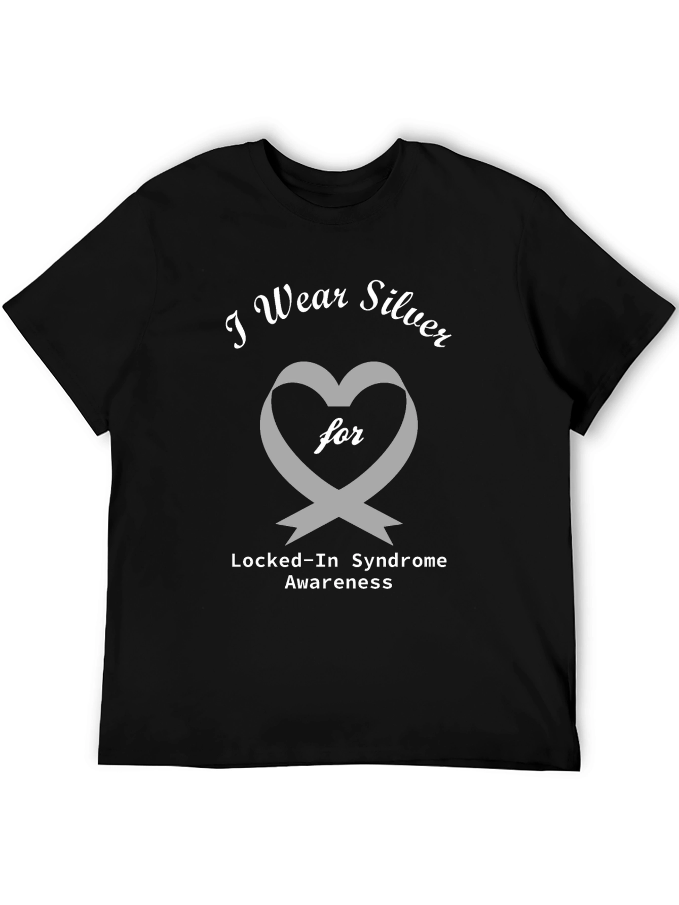 Locked-In Syndrome Awareness Silver Ribbon Heart T-Shirt