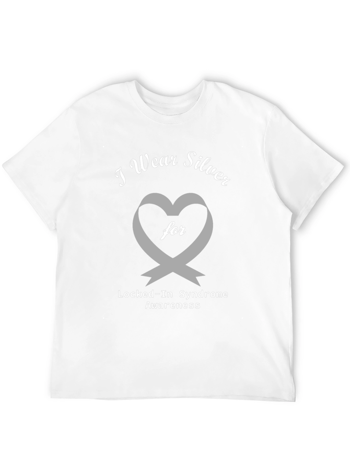 Locked-In Syndrome Awareness Silver Ribbon Heart T-Shirt