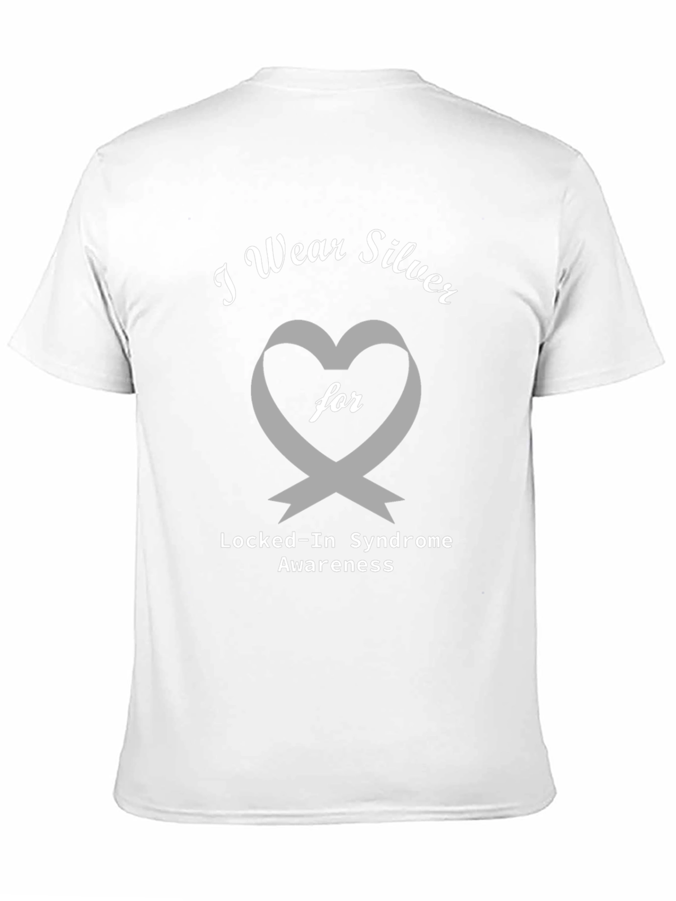 Locked-In Syndrome Awareness Silver Ribbon Heart T-Shirt