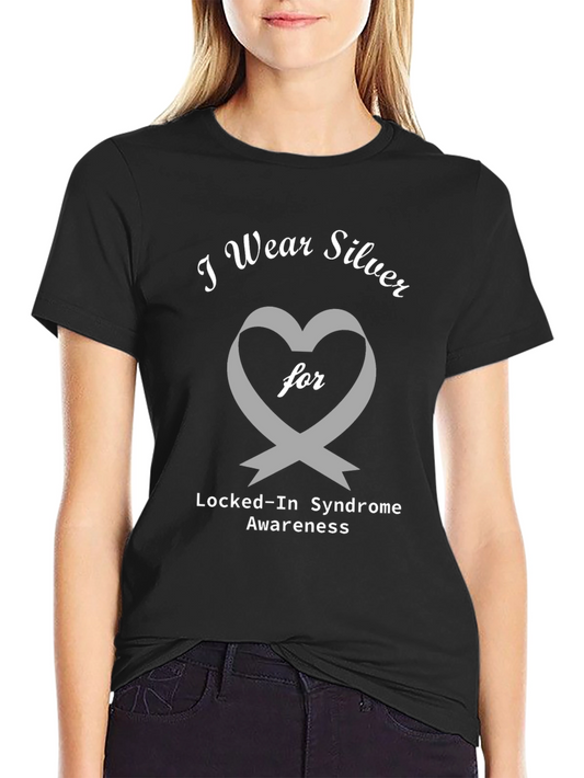 Locked-In Syndrome Awareness Silver Ribbon Heart T-Shirt