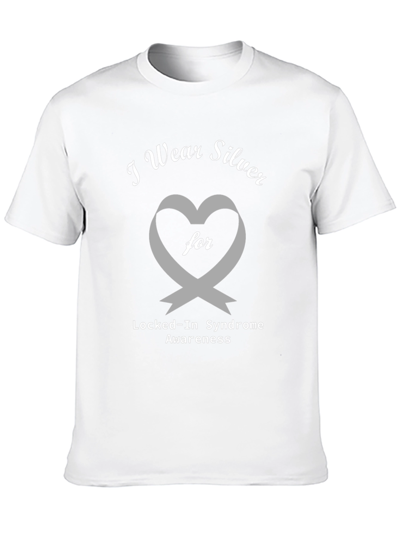 Locked-In Syndrome Awareness Silver Ribbon Heart T-Shirt