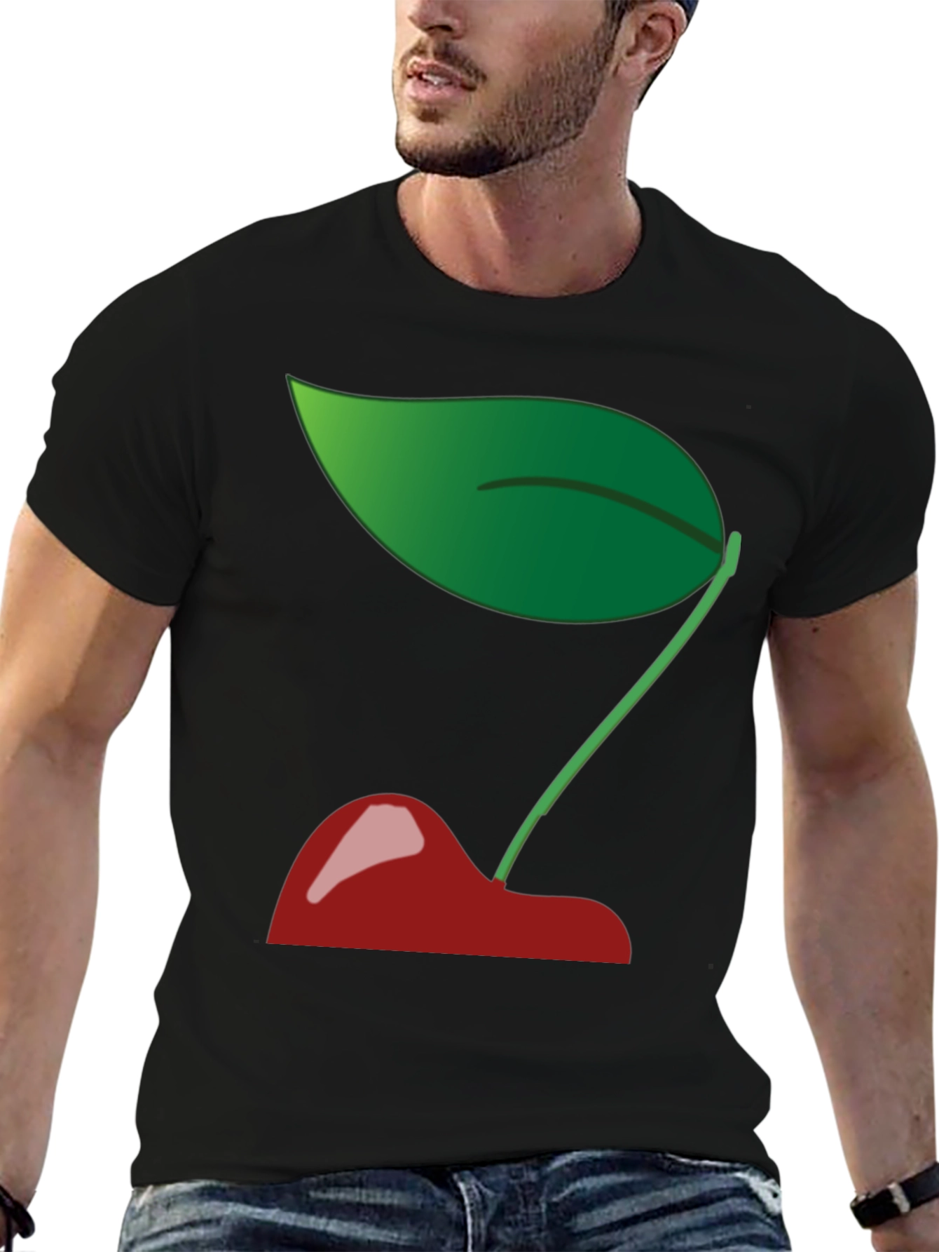 Cherry Graphic Print T-Shirt - Casual Cotton Tee
