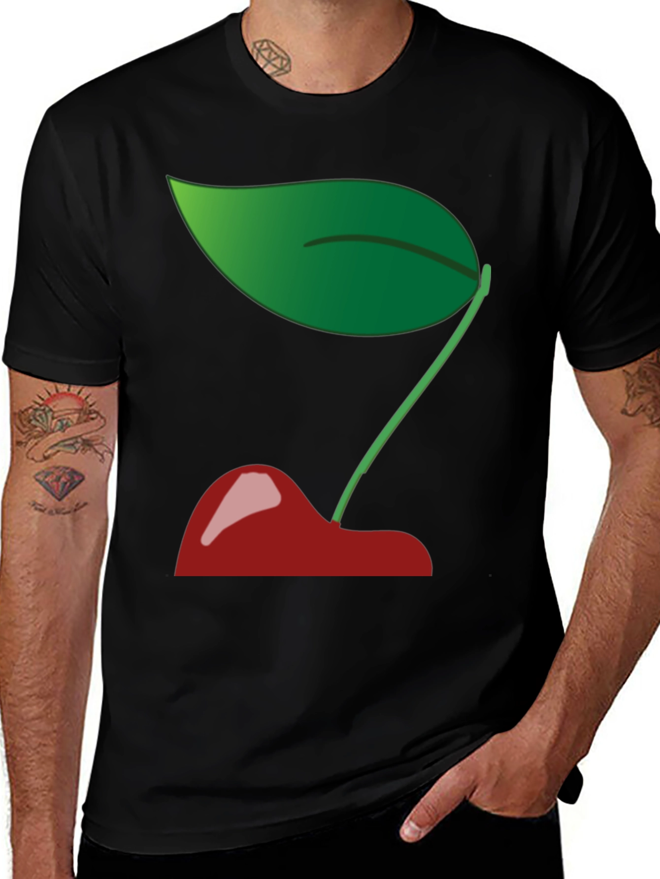 Cherry Graphic Print T-Shirt - Casual Cotton Tee