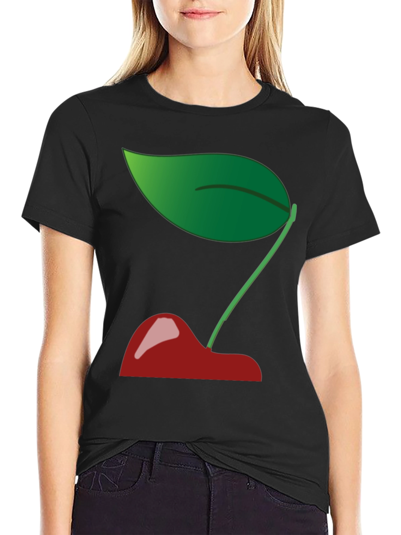 Cherry Graphic Print T-Shirt - Casual Cotton Tee