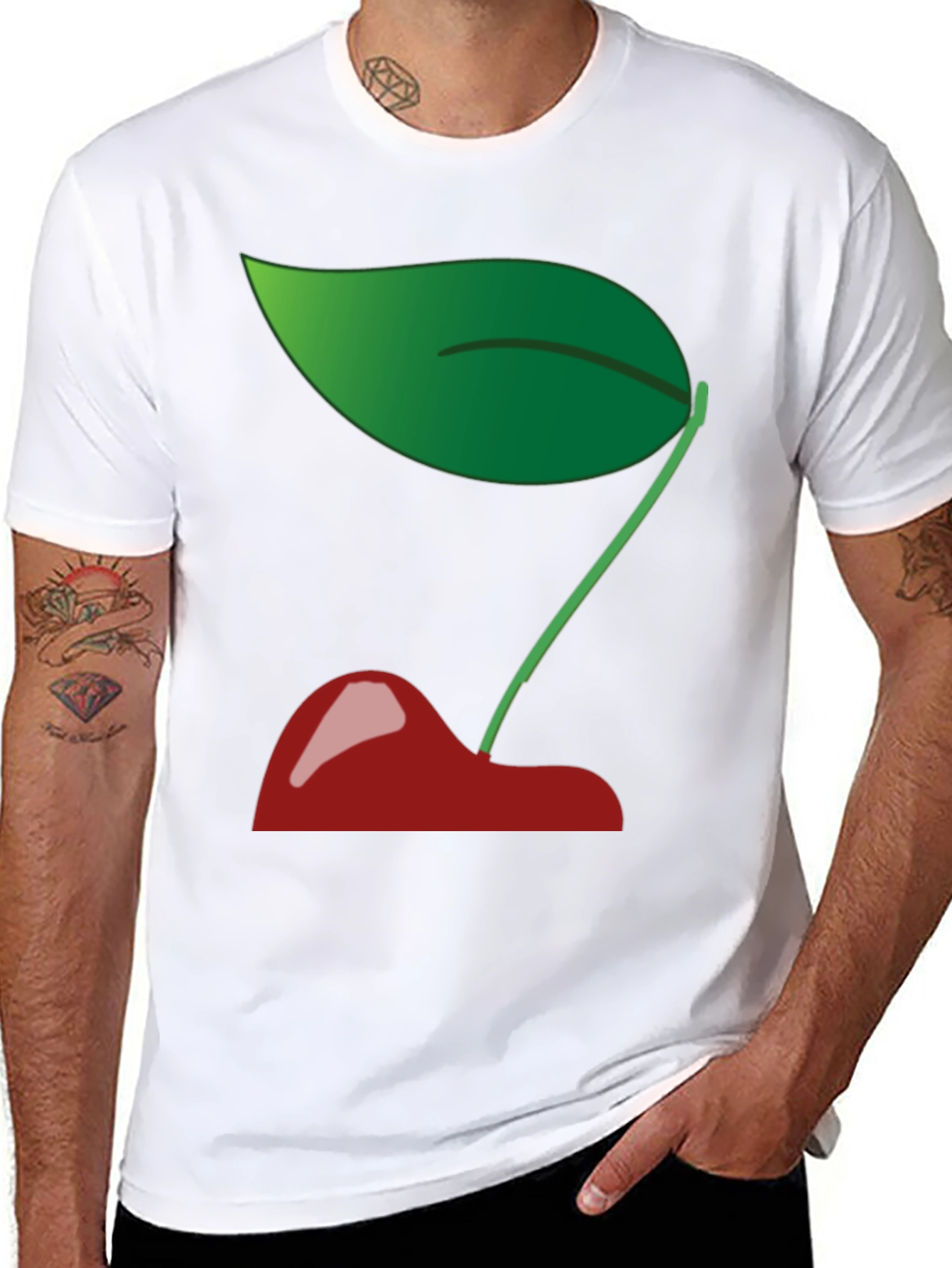 Cherry Graphic Print T-Shirt - Casual Cotton Tee