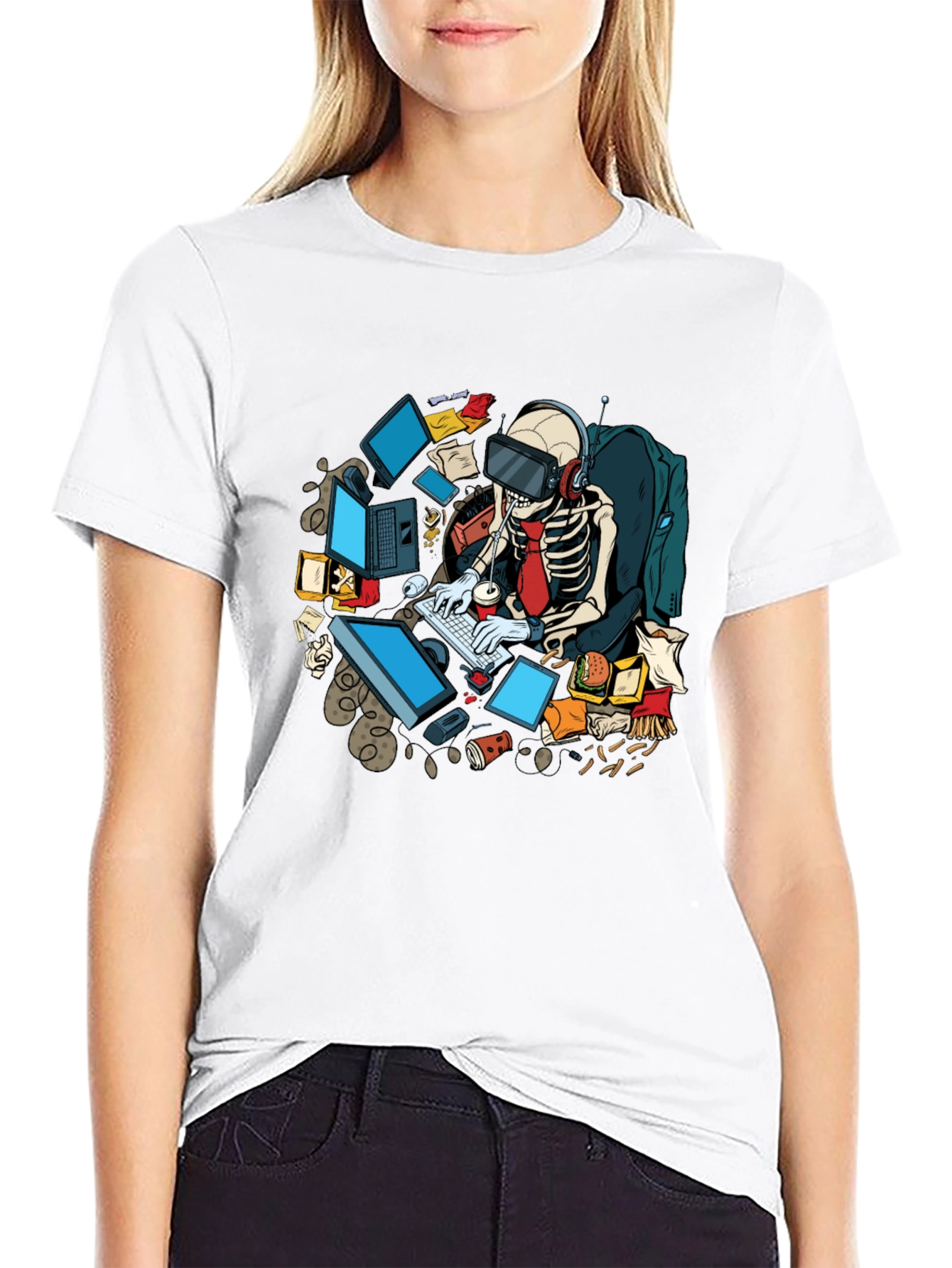 Skeleton Gamer T-Shirt - Funny Graphic Tee