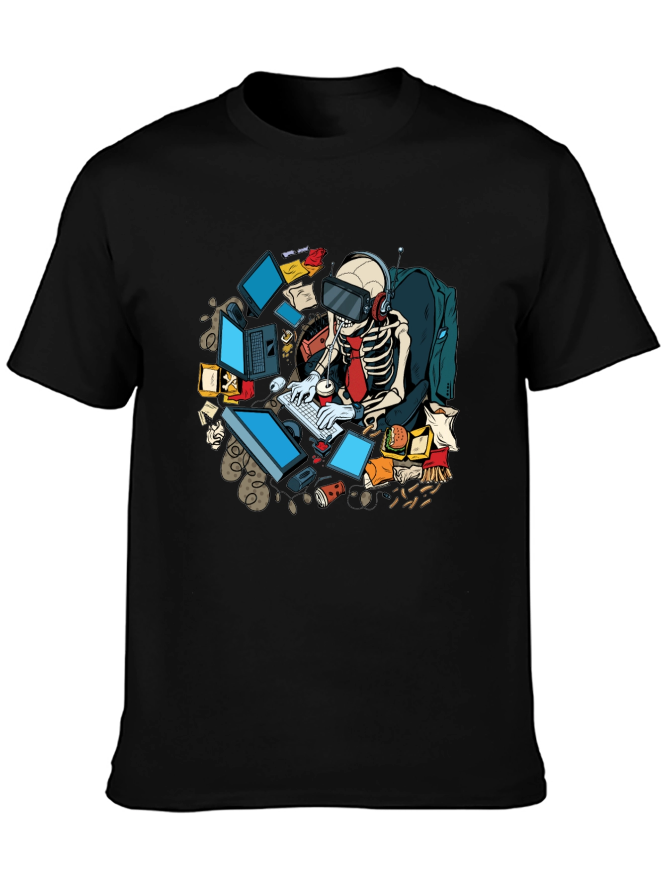 Skeleton Gamer T-Shirt - Funny Graphic Tee