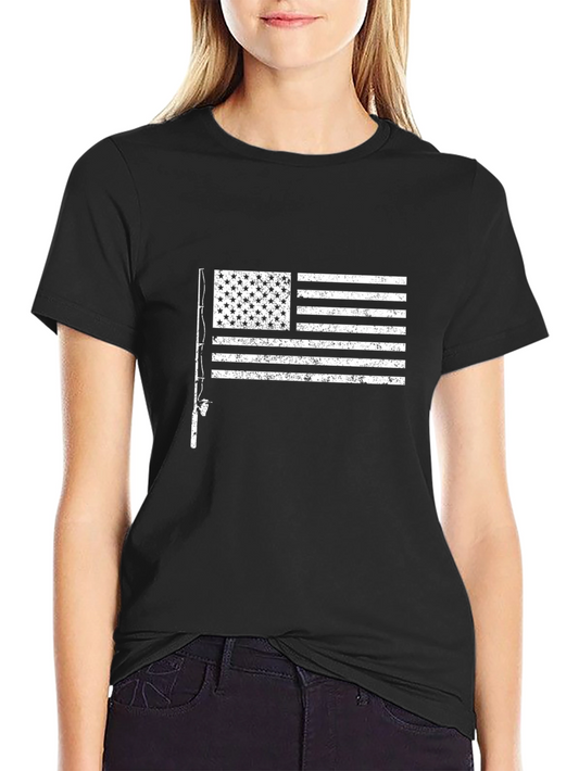 Fishing Flag Graphic T-Shirt - USA Pride