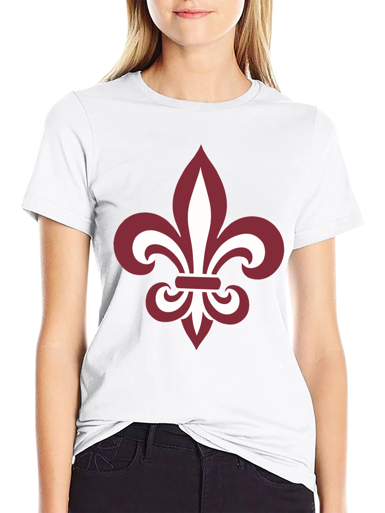 Fleur-de-Lis Graphic Tee - Black Cotton Blend Casual T-Shirt