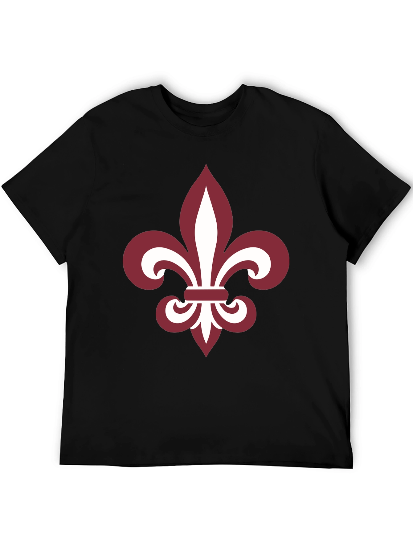 Fleur-de-Lis Graphic Tee - Black Cotton Blend Casual T-Shirt