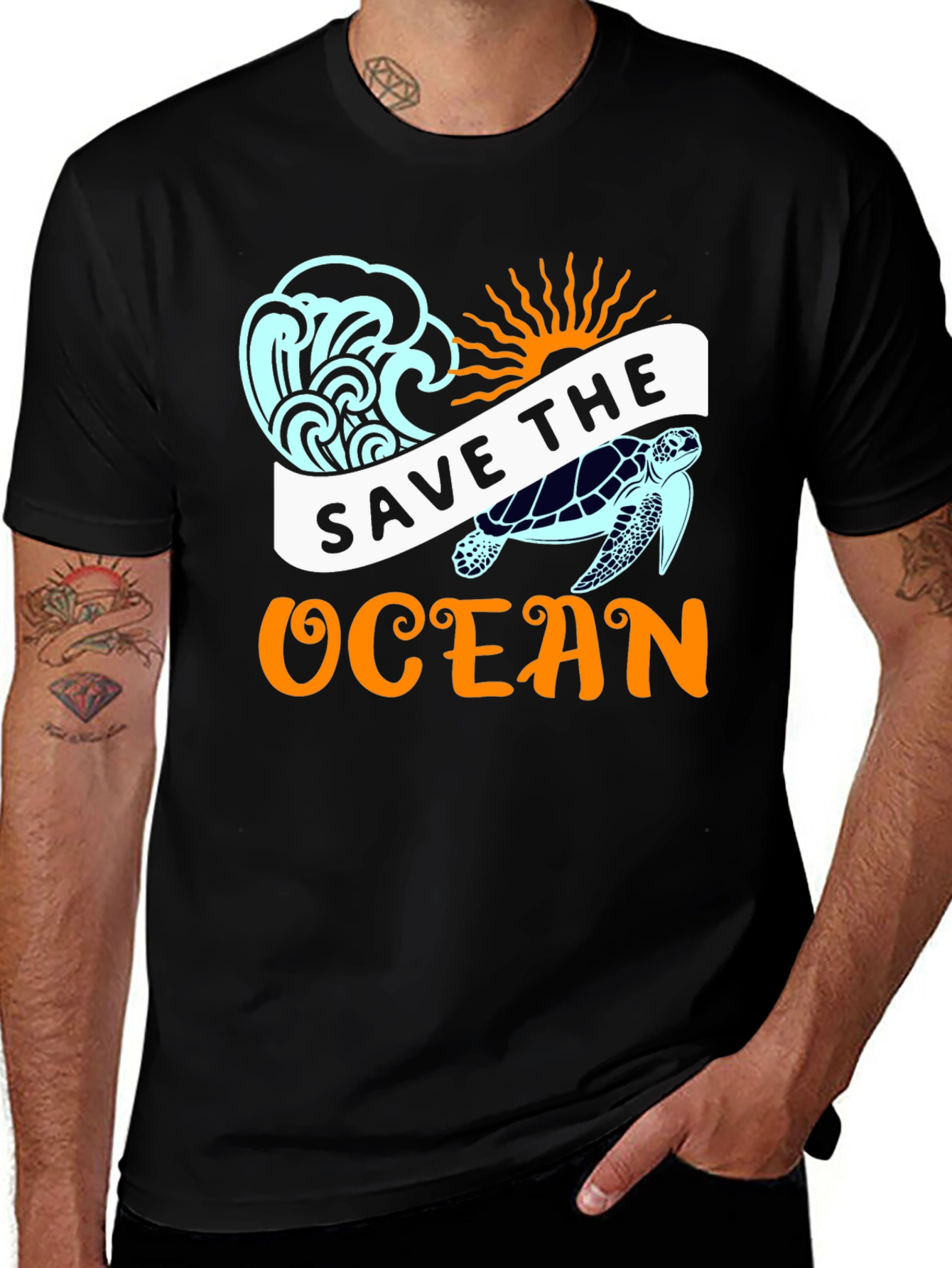 Save the Ocean Graphic Tee - Black