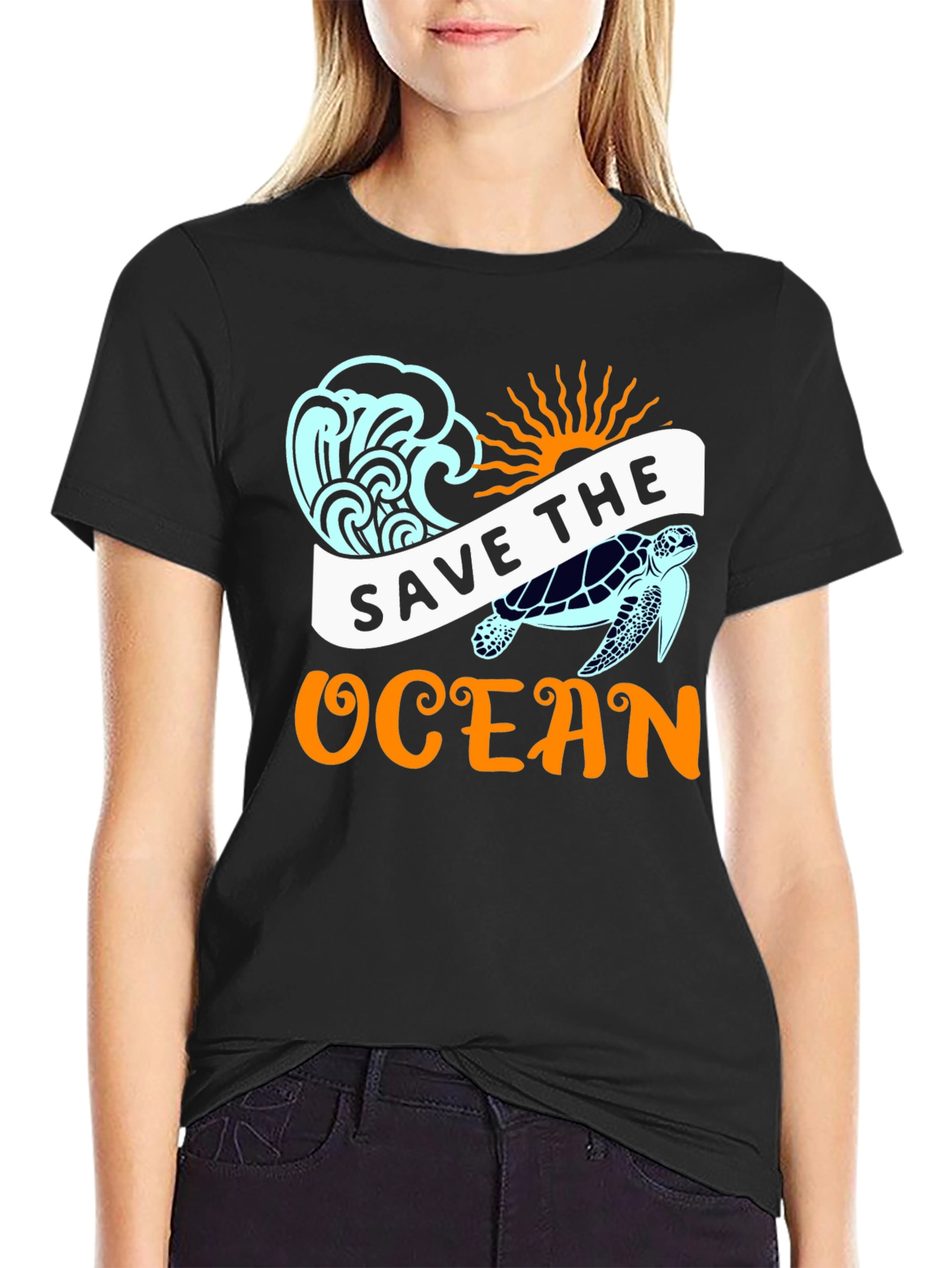 Save the Ocean Graphic Tee - Black